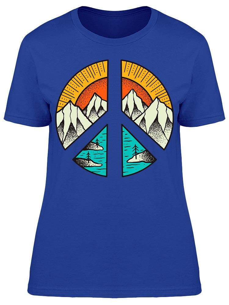 Smartprints Peace Symbol Landscape T-Shirt for Women - Soft Cotton Graphic Tee for Casual Wear, Street Style & Everyday Outfits