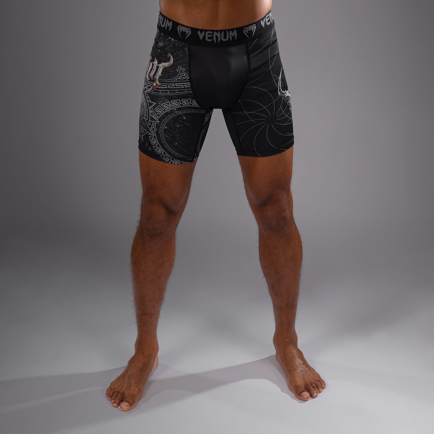 Venum Gladiator 5.0 Men's Vale Tudo MMA Shorts - Black/Silver - Premium Fightwear for Training & Competition