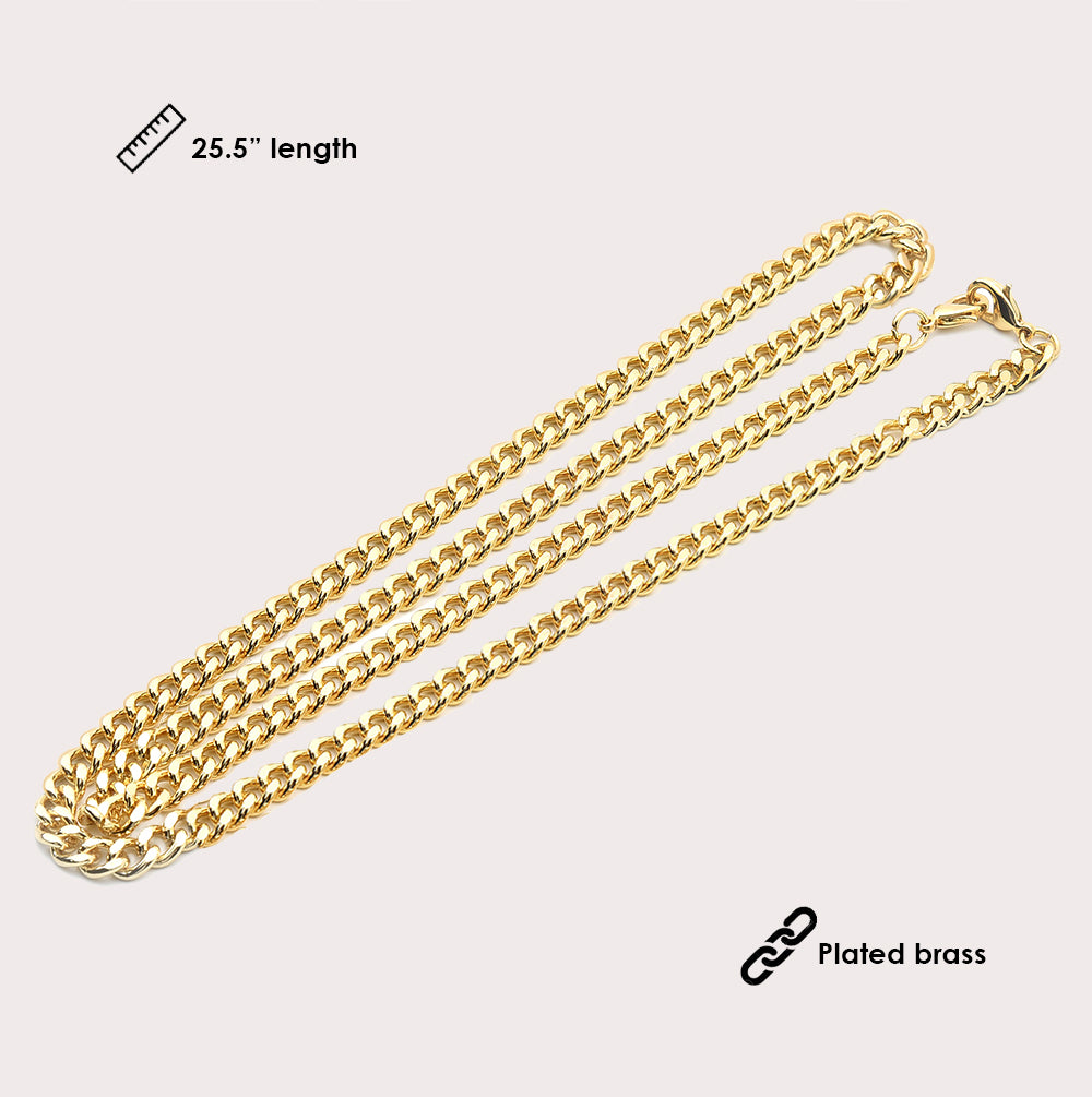 Gold 5mm Curb Chain Necklace with Mask Charm - Elegant Layering Jewelry for Everyday Wear, Gifts & Special Occasions