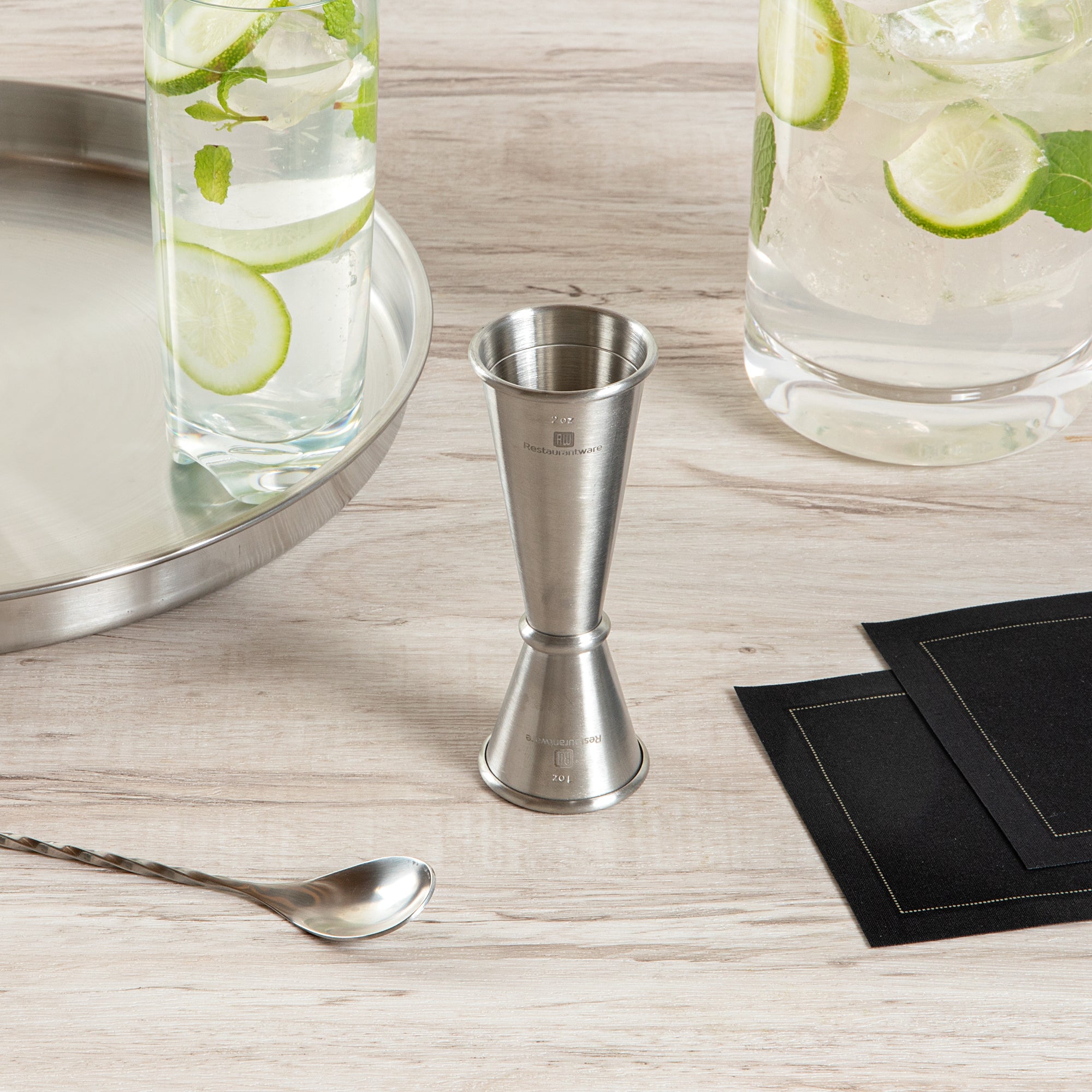 Premium 1 oz & 2 oz Stainless Steel Japanese Style Jigger - Brushed Finish Bar Measuring Tool for Cocktails, Mixology & Home Bartending - Perfect for Professional Bars & Home Use