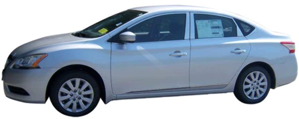 2013-2019 Nissan Sentra Stainless Steel Pillar Post Trim Kit - 8 Piece Set with Rear Triangle Cover (PP13577) | Exterior Car Accessories for Style & Protection
