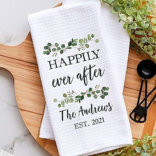 Personalized Waffle Weave Dish Towel for Wedding & Kitchen | Absorbent Cotton Towel Set | Housewarming, Bridal Shower & Wedding Gift Idea | Perfect for Cooking, Drying Dishes & Home Decor