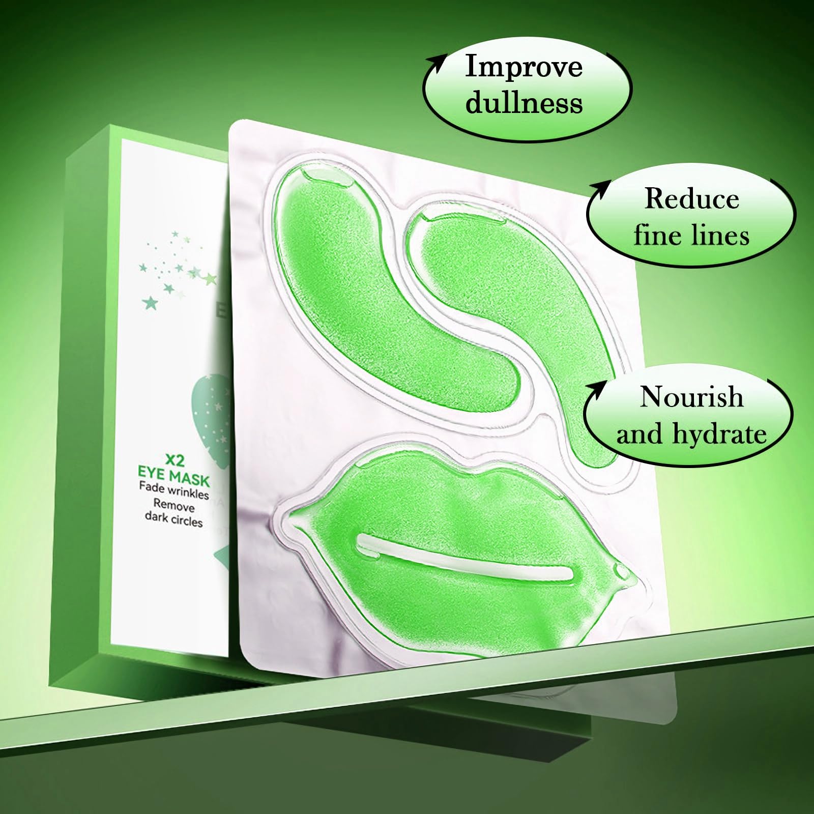 6-in-1 Jelly Mask Powder Set with 10 Pairs Aloe Vera Under Eye Patches & 10PCS Hydrating Lip Masks - DIY Skincare Kit for Glowing Skin at Home Spa, Party Favors, Self-Care Gifts