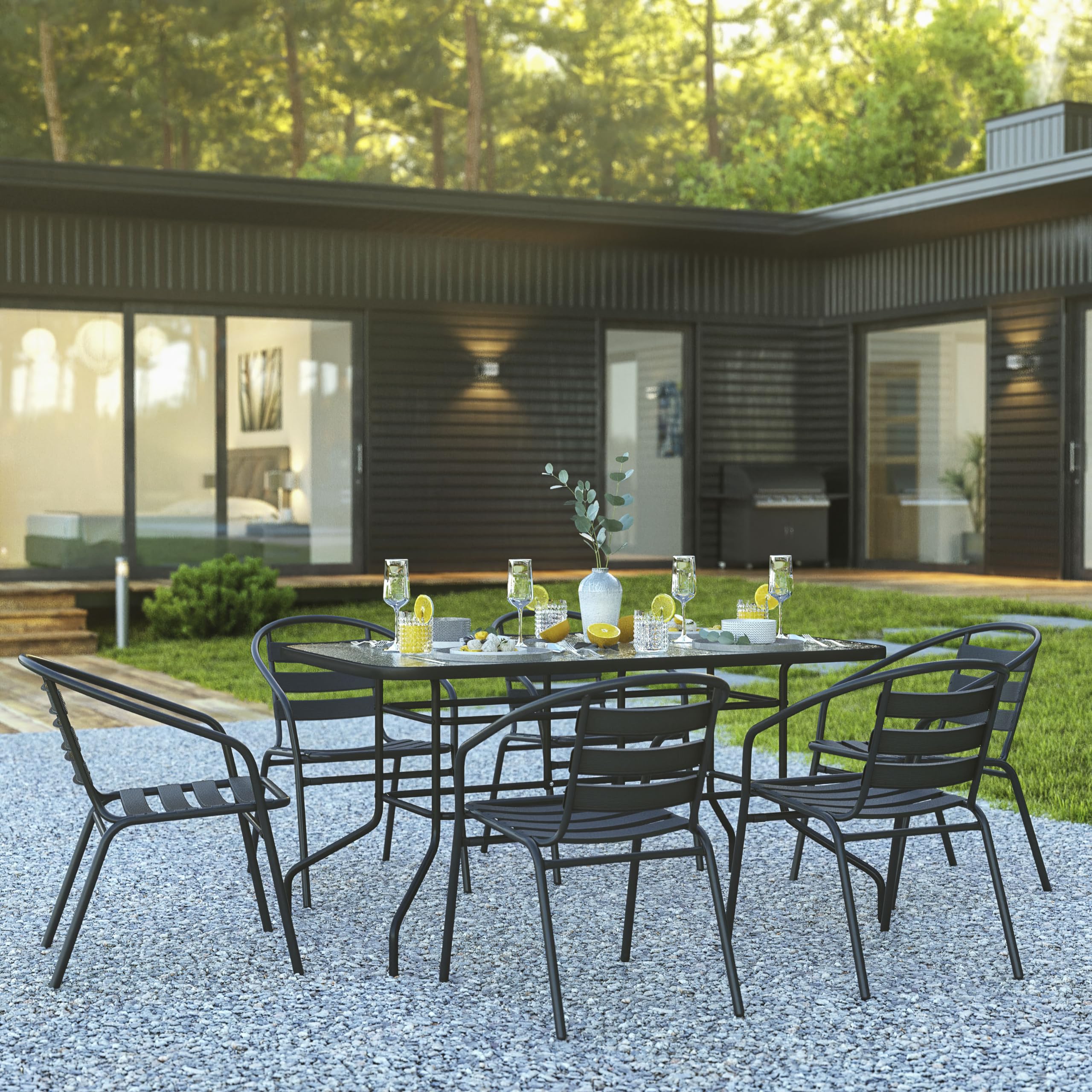 7-Piece Outdoor Patio Dining Set with 55