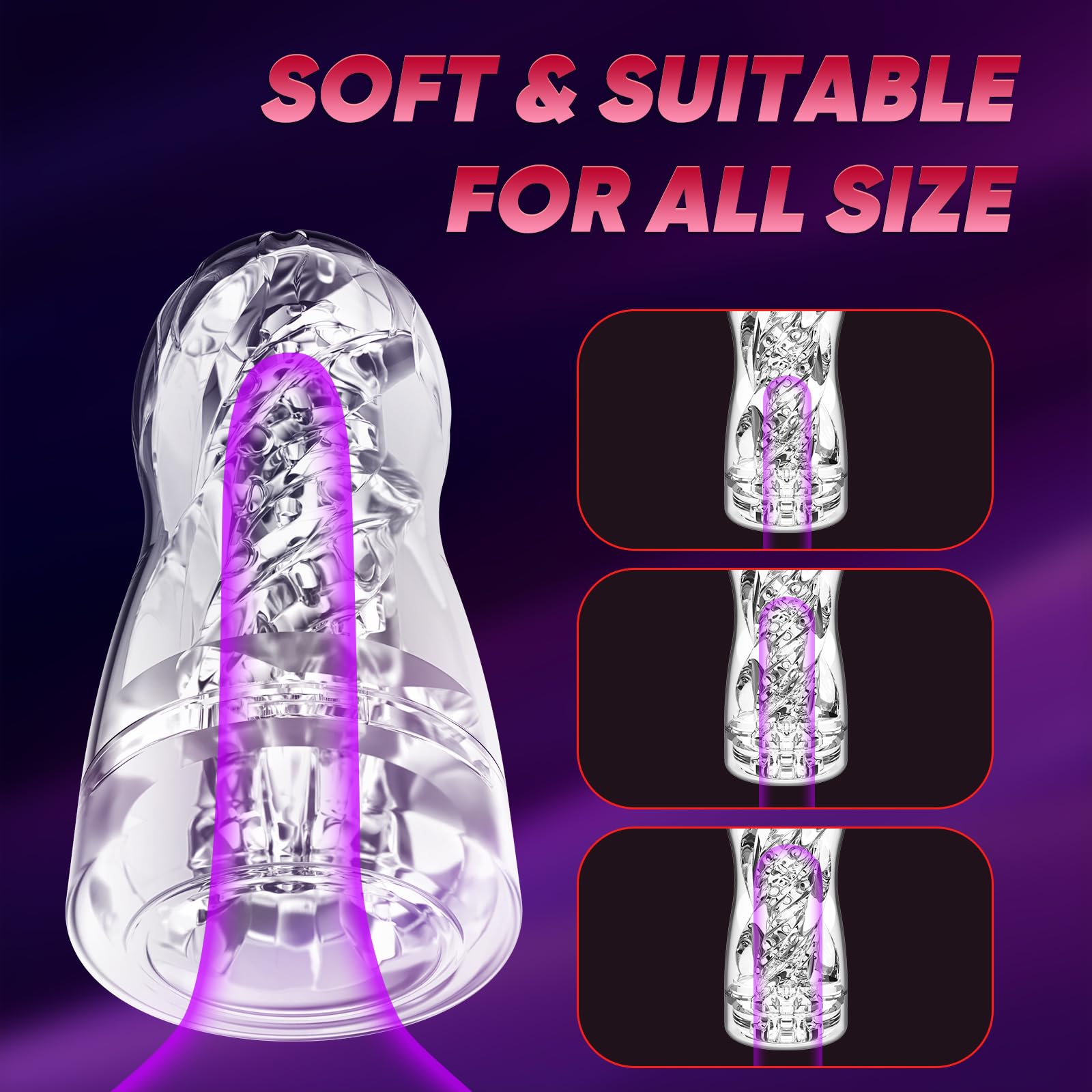 Realistic Ultra-Soft Male Masturbator - Reusable Handheld Stroker Sleeve with Textured Stimulation | TPE Penis Sex Toy for Men | Perfect for Solo Play, Couples Fun & Discreet Pleasure