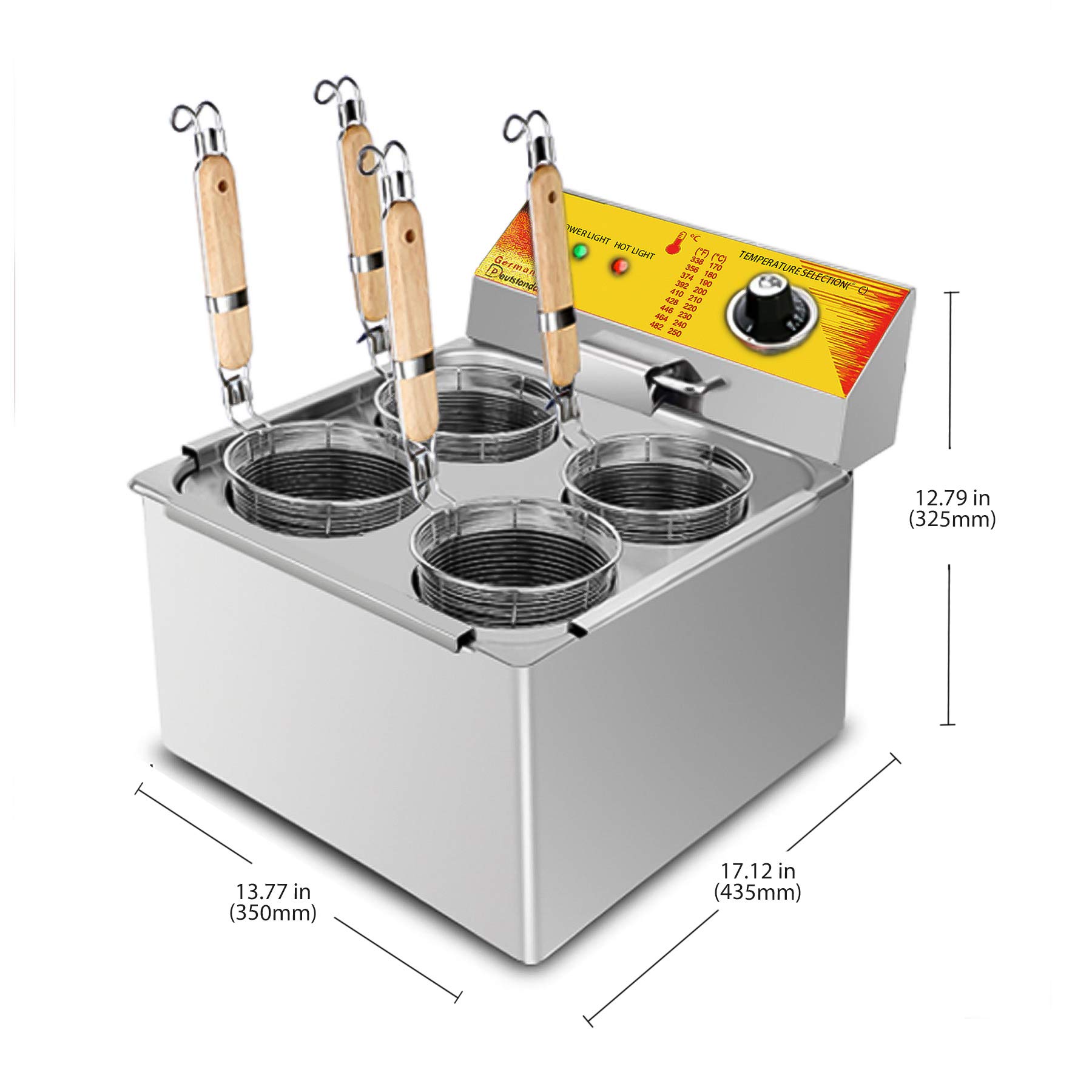 ALDKitchen Electric Pasta Maker & Noodle Cooker - 4-Piece Stainless Steel Hot Pot Set for Pasta, Ramen & Dumplings (110V) | Perfect for Home Cooking, Restaurant Use & Party Serving