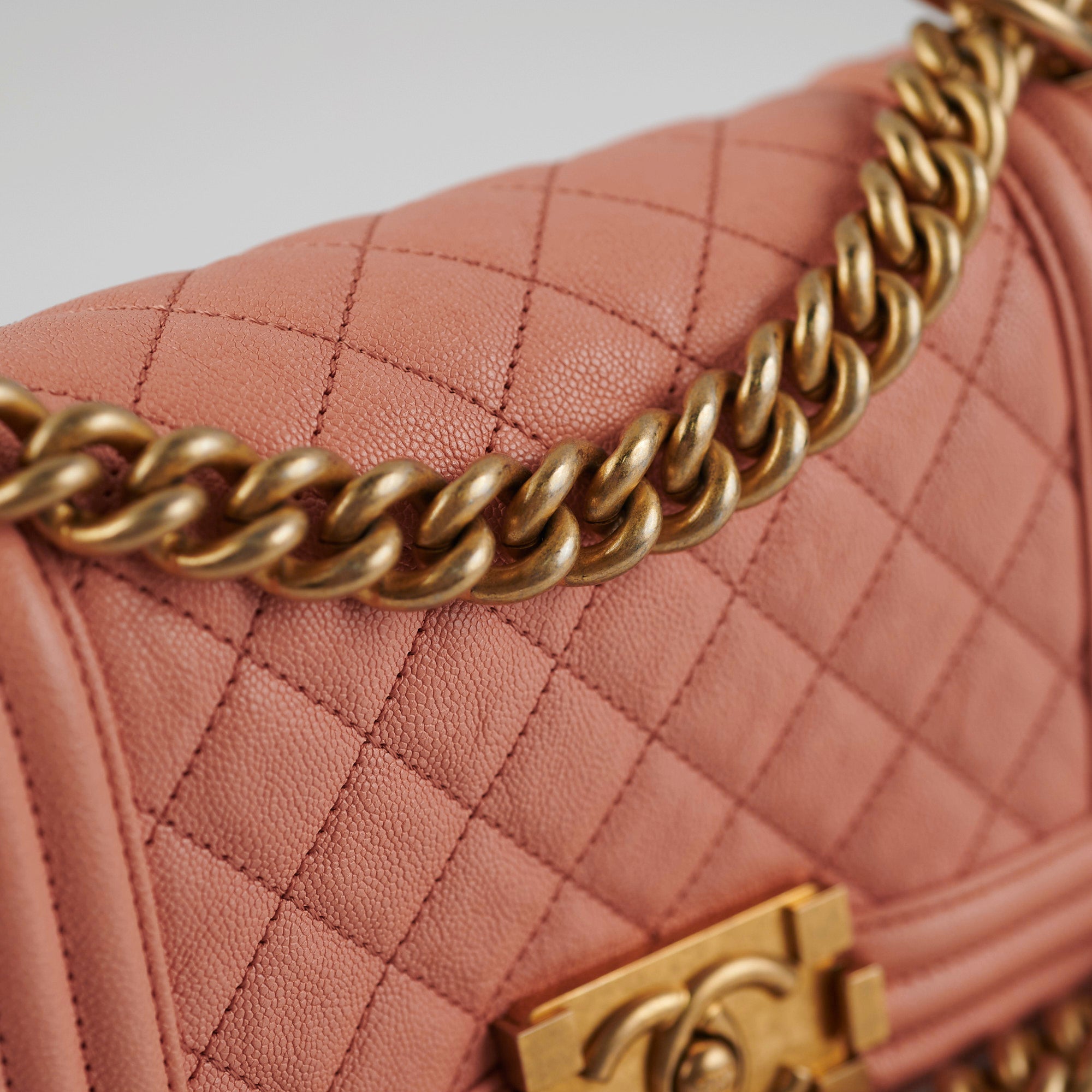 Chanel Small Boy Bag in Caviar Leather Coral Pink - Luxury Crossbody Bag for Women, Perfect for Parties & Date Nights