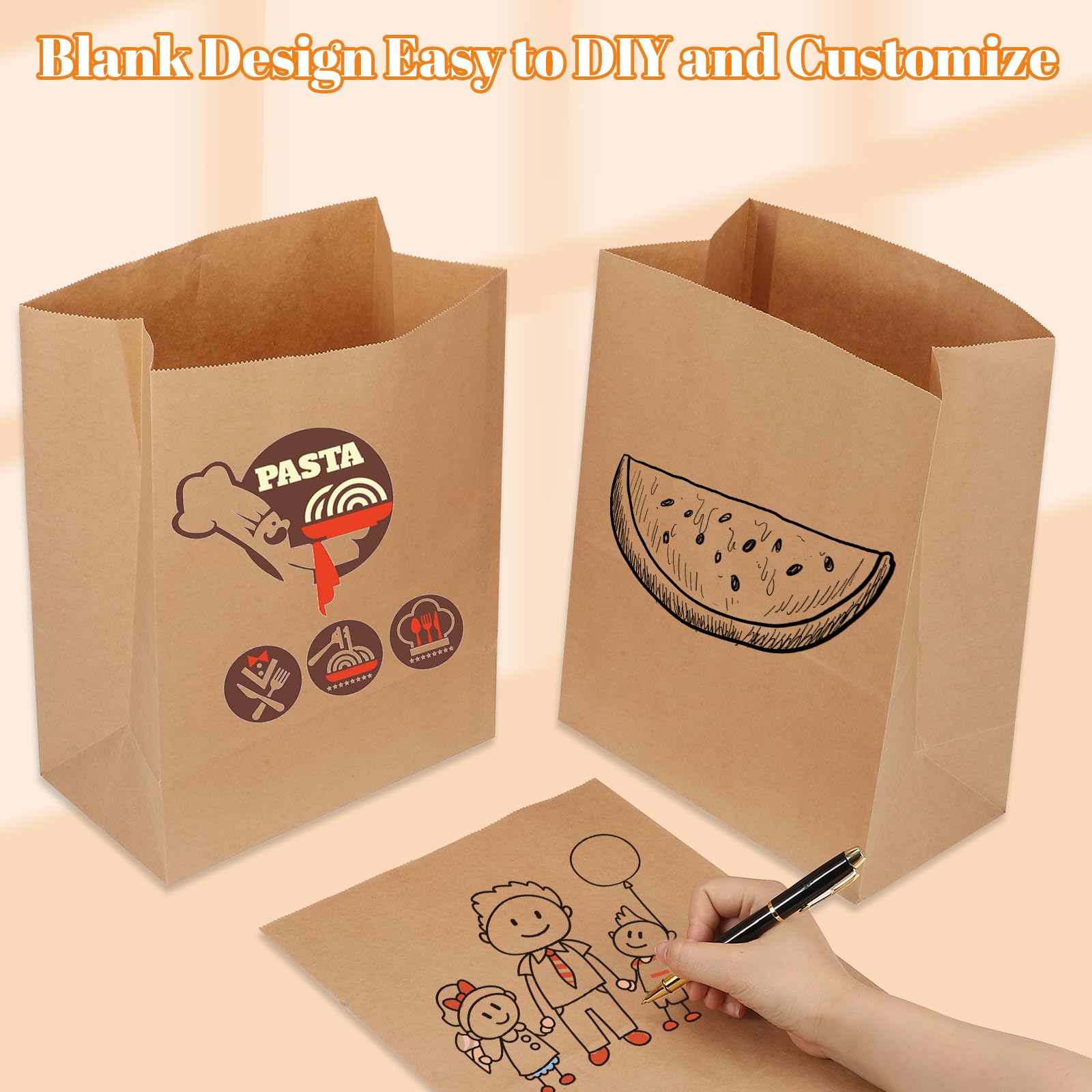 60 Pcs Large Brown Paper Grocery Bags 13x9.8x5.5 Inch - Eco-Friendly Bulk Paper Sacks for Gift Packaging, Shopping & Retail Use - Perfect for Parties, Weddings, Grocery Stores & Farmers Markets