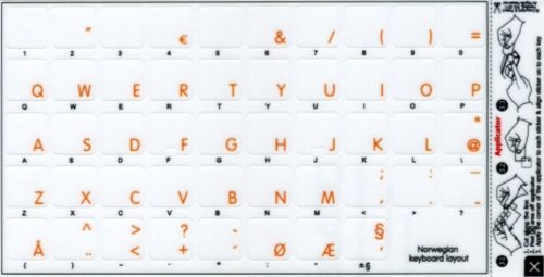 Apple Norwegian Keyboard Stickers with Orange Lettering - Transparent Background for Desktop, Laptop & Notebook - Perfect for Multilingual Typing & Language Learning