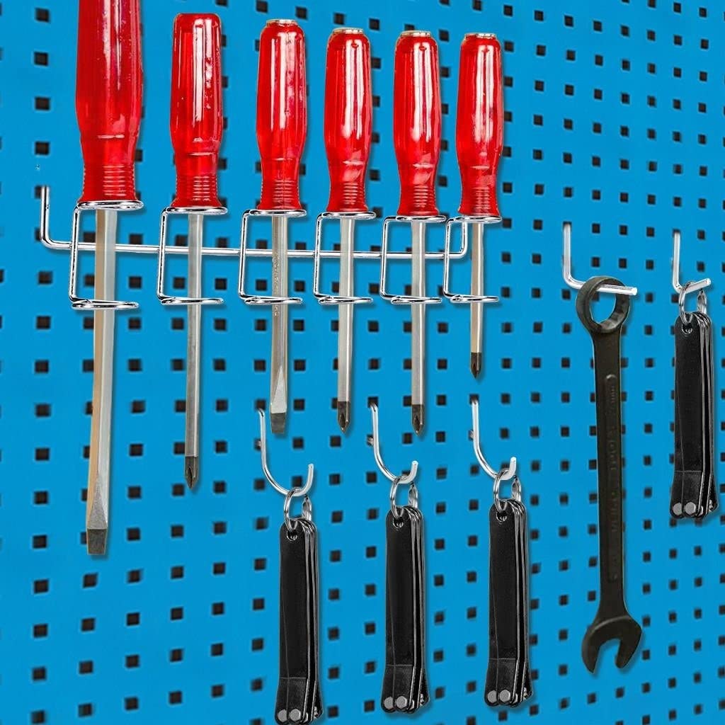 50 Pc Pegboard Hooks Organizer Assortment - Silver Metal Rust-Resistant Hooks for Tool Storage & Workshop Organization | Garage, Shed, Retail Display & Trade Show Use