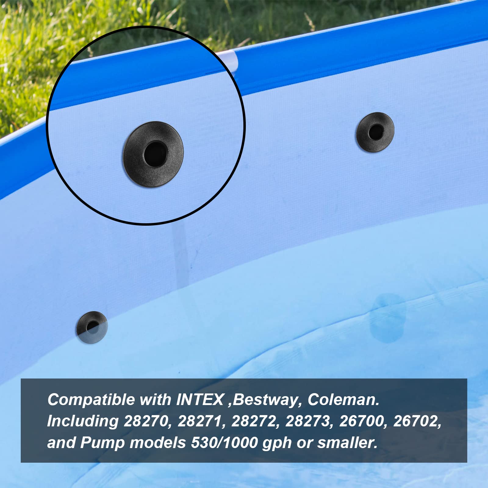 2-Pack Above Ground Swimming Pool Filter Pump Strainer Hole Plug Stoppers for INTEX Pools - Leak-Proof Replacement Parts for Pool Maintenance & Repair