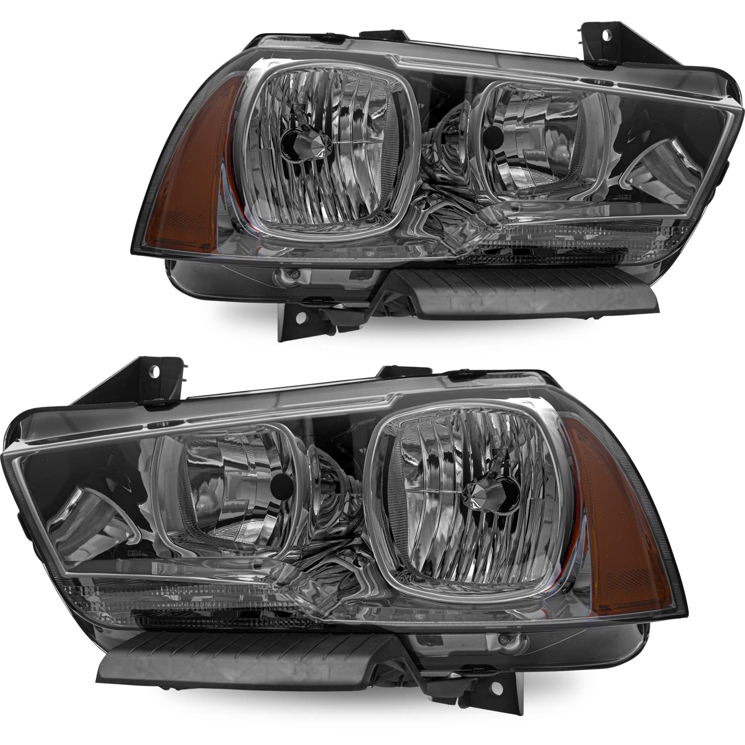 SOCKIR Black Smoke Headlight Assembly Compatible with 2011-2014 Dodge Charger - Passenger & Driver Side Replacement - Enhance Night Driving & Style Upgrade