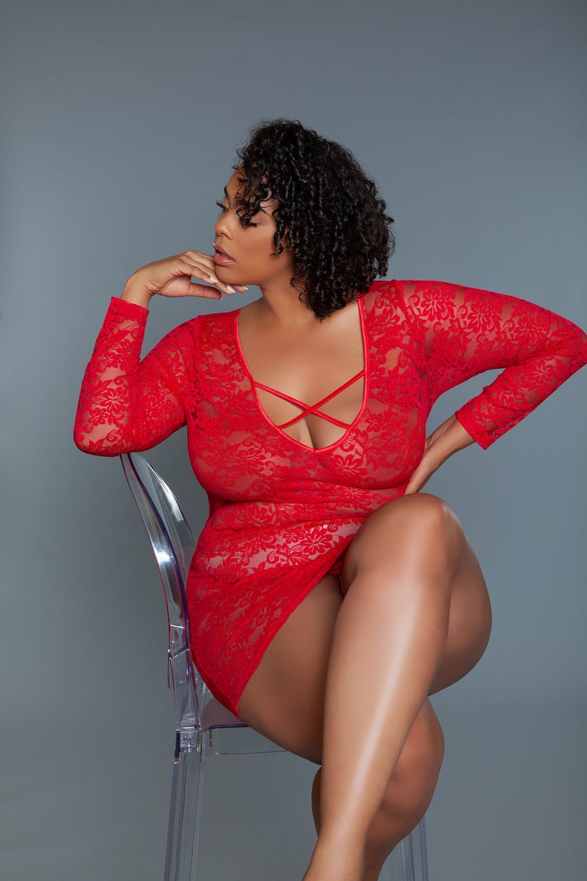 BeWicked Women's Sexy Lingerie Chemise Nightgown - Sheer Mesh Babydoll with Lace Trim for Valentine's Day & Romantic Nights (Style 2247P) | Perfect for Boudoir Photography, Anniversary Gifts & Honeymoon Nights
