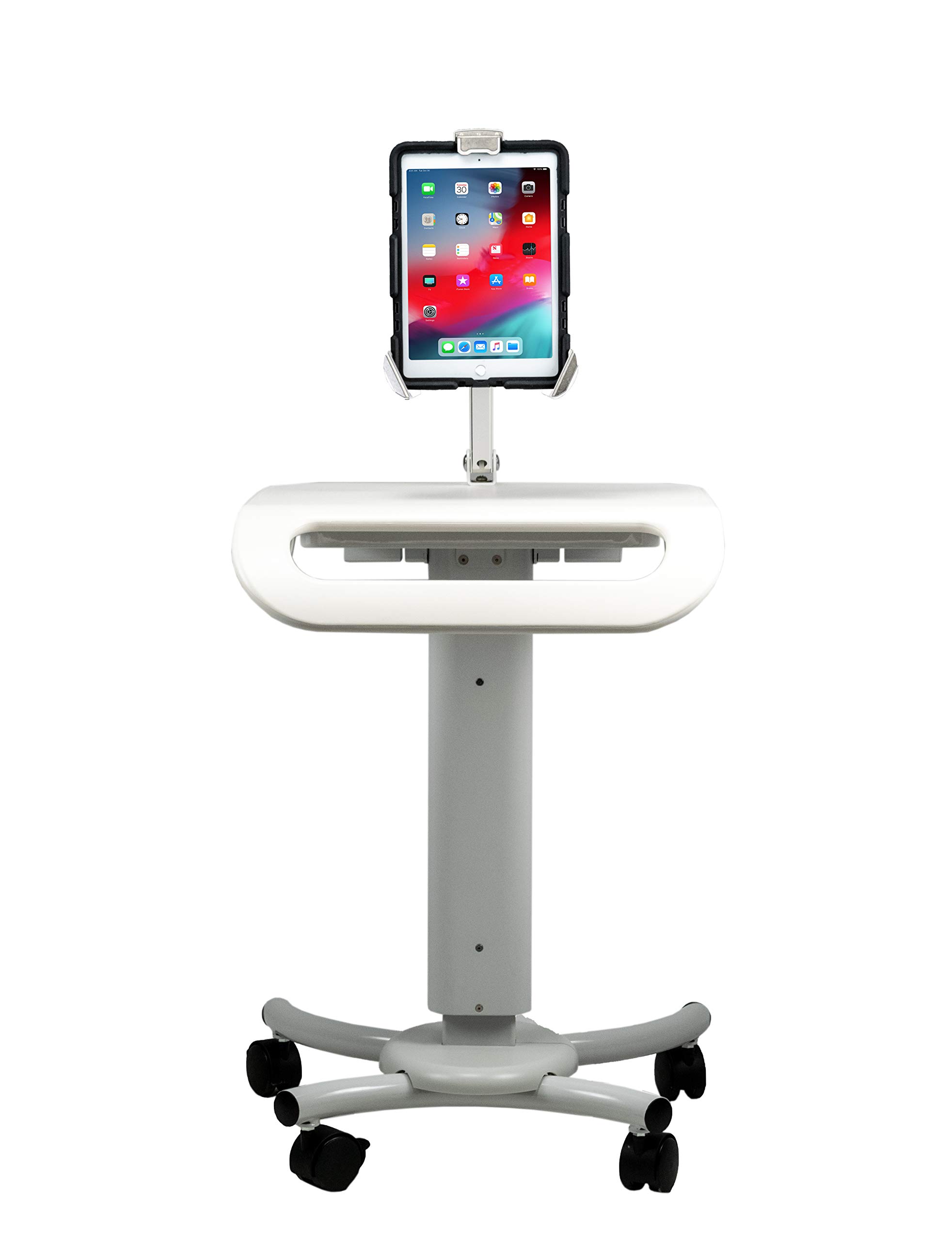 Height Adjustable Rolling Medical Workstation Cart - Secure Mobile iPad Stand for iPad 10th Gen 10.9