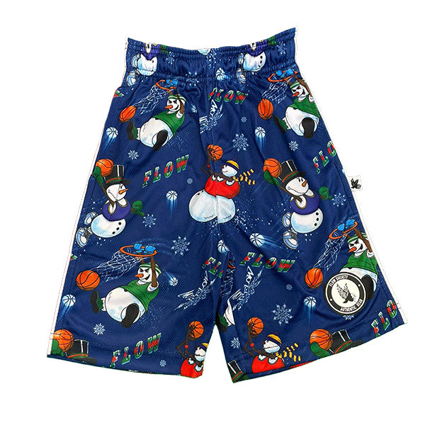 Boys Snowman Frosty Basketball Shorts - Cute Holiday Themed Athletic Shorts for Kids - Perfect for Christmas, Winter Sports & Casual Wear