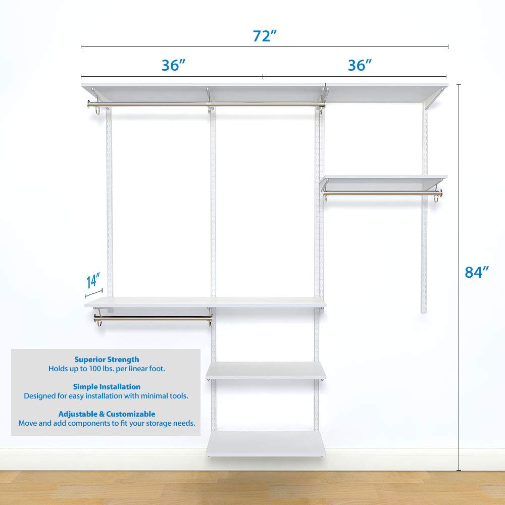 FreedomRail Adjustable Closet Organizer Kit - 72