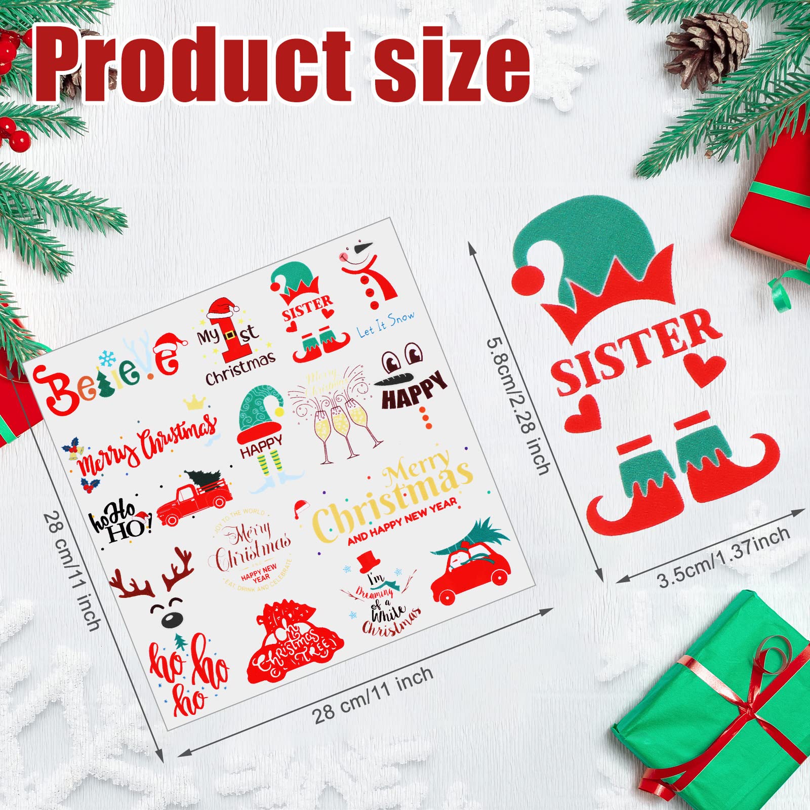 48-Piece Christmas Vinyl Decals Set - Removable Merry Christmas Snowman & Elf Stickers - Peel and Stick Holiday Decor for Bottles, Laptops, Scrapbooks, Cars & Party Favors - 16 Festive Designs for Xmas Decorations & DIY Crafts