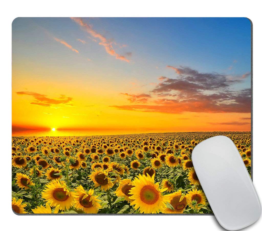 Custom Sunflower Sunset Gaming Mouse Pad - Large Non-Slip RGB Mouse Mat for PC, Laptop, Office & Esports - Perfect for Gamers, Graphic Designers & Home Office Use