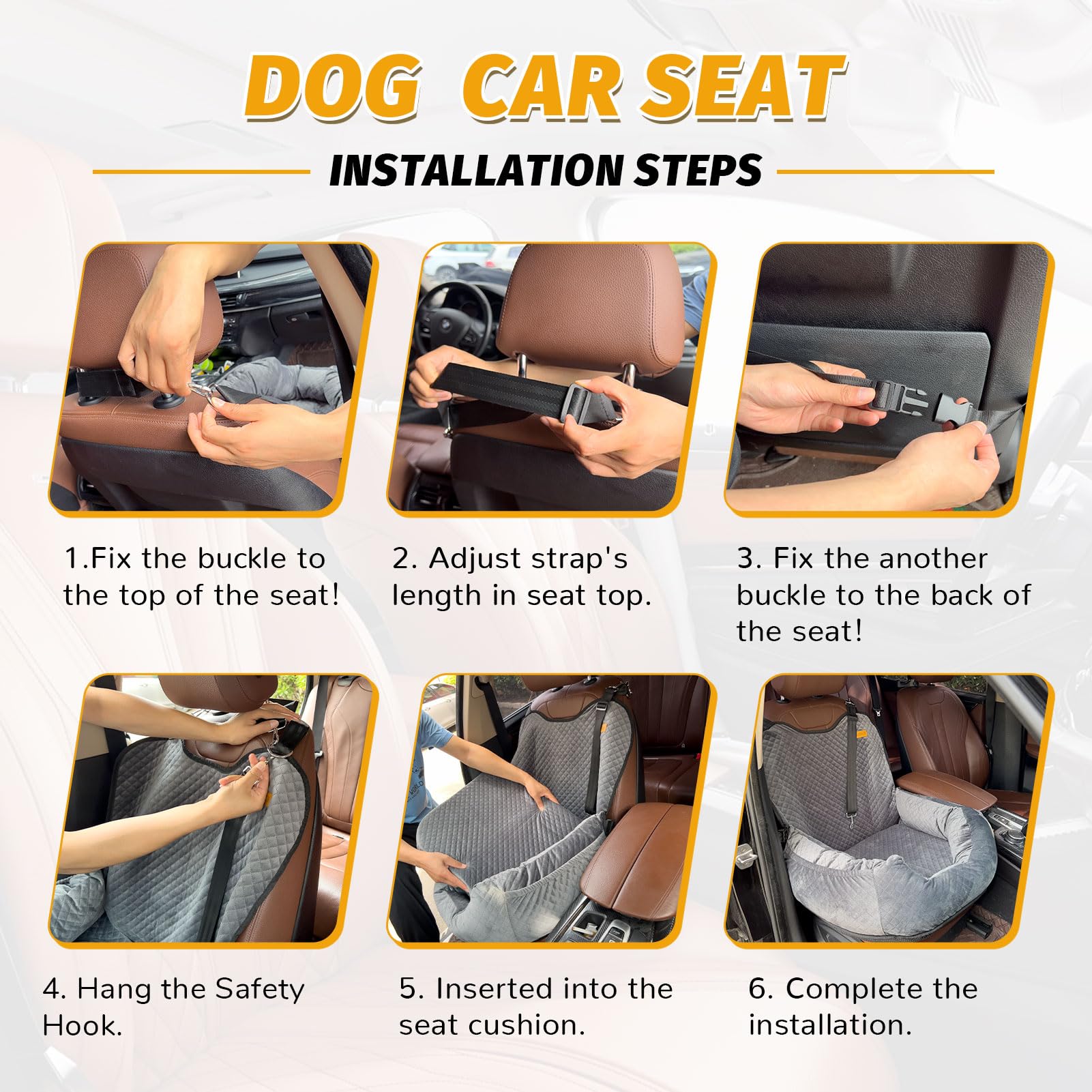 Washable & Detachable Dog Car Seat for Small Dogs Under 35lbs - Travel Booster Seat with Storage Pockets & Safety Belt - Perfect for Road Trips, Vet Visits & Daily Commutes