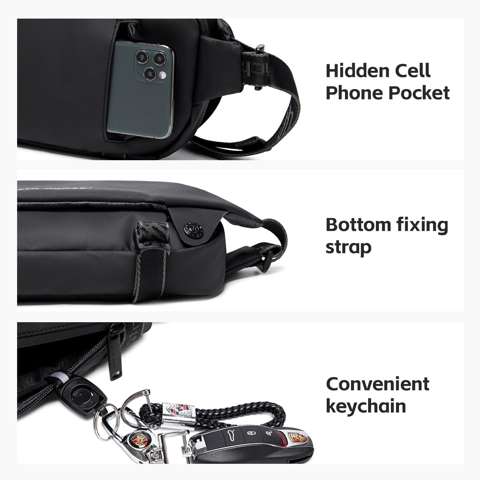 Lightweight Waterproof Sling Bag for Men & Women - Compact Crossbody Shoulder Bag for Travel, Hiking, Gym & Everyday Use - Durable & Comfortable for Outdoor Activities, Commuting & Casual Wear - Black