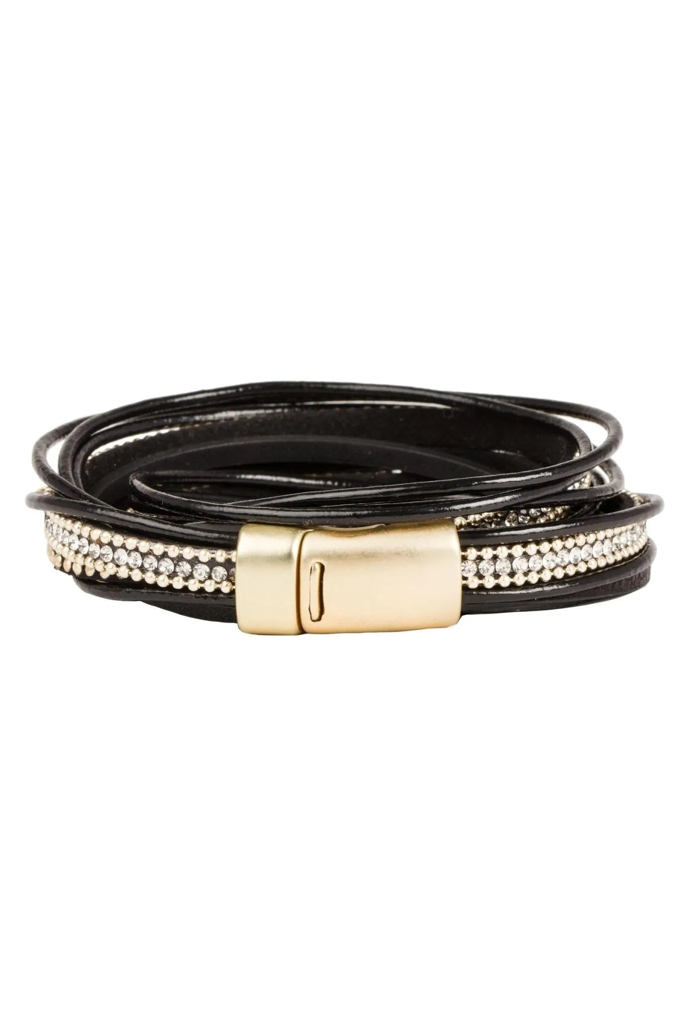 Genuine Leather Crystal Double Wrap Bracelet for Women - Elegant Boho Jewelry for Parties, Weddings & Everyday Wear