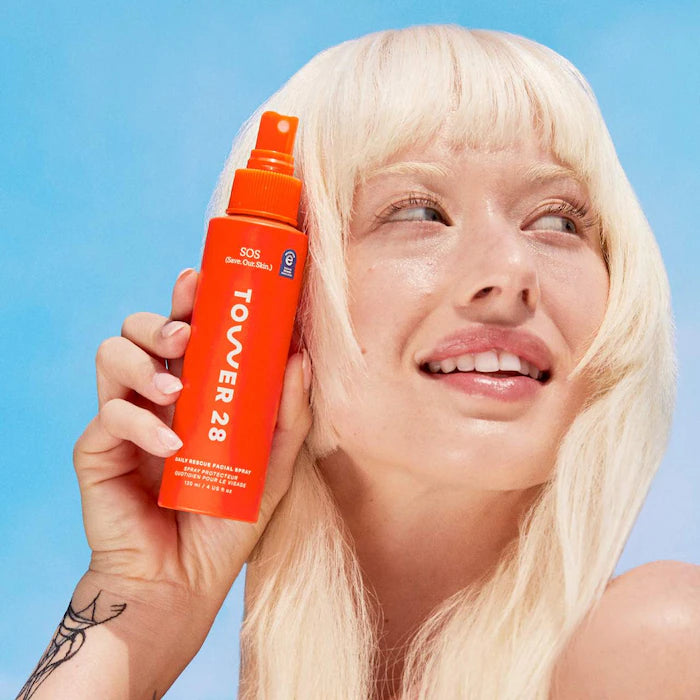 Tower 28 SOS Daily Rescue Facial Mist | Hydrating & Soothing Face Spray for Dry, Sensitive Skin | Perfect for On-The-Go Refreshment, Post-Workout Recovery & Makeup Setting