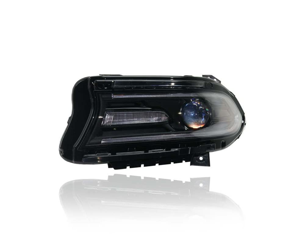 Dodge Charger Headlight Assembly Replacement for 2015 Models (Excluding SRT Trim) - Halogen with LED DRL - Left Driver Side - Part #68214397AD - Perfect for Night Driving & Vehicle Restoration Projects