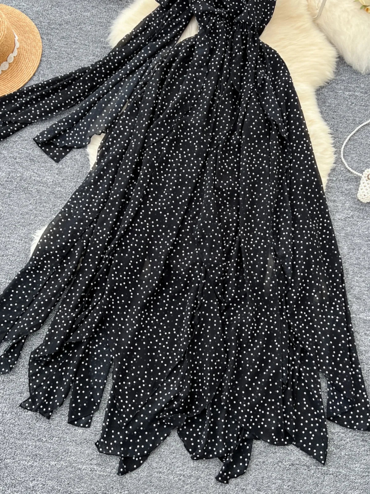 Sexy Black V-Neck Long Club Dress for Women - Slim Sleeveless Backless Irregular Hem Vest Dress | 2024 Summer Fashion Chic Vestidos | Perfect for Nightclubs, Parties & Date Nights