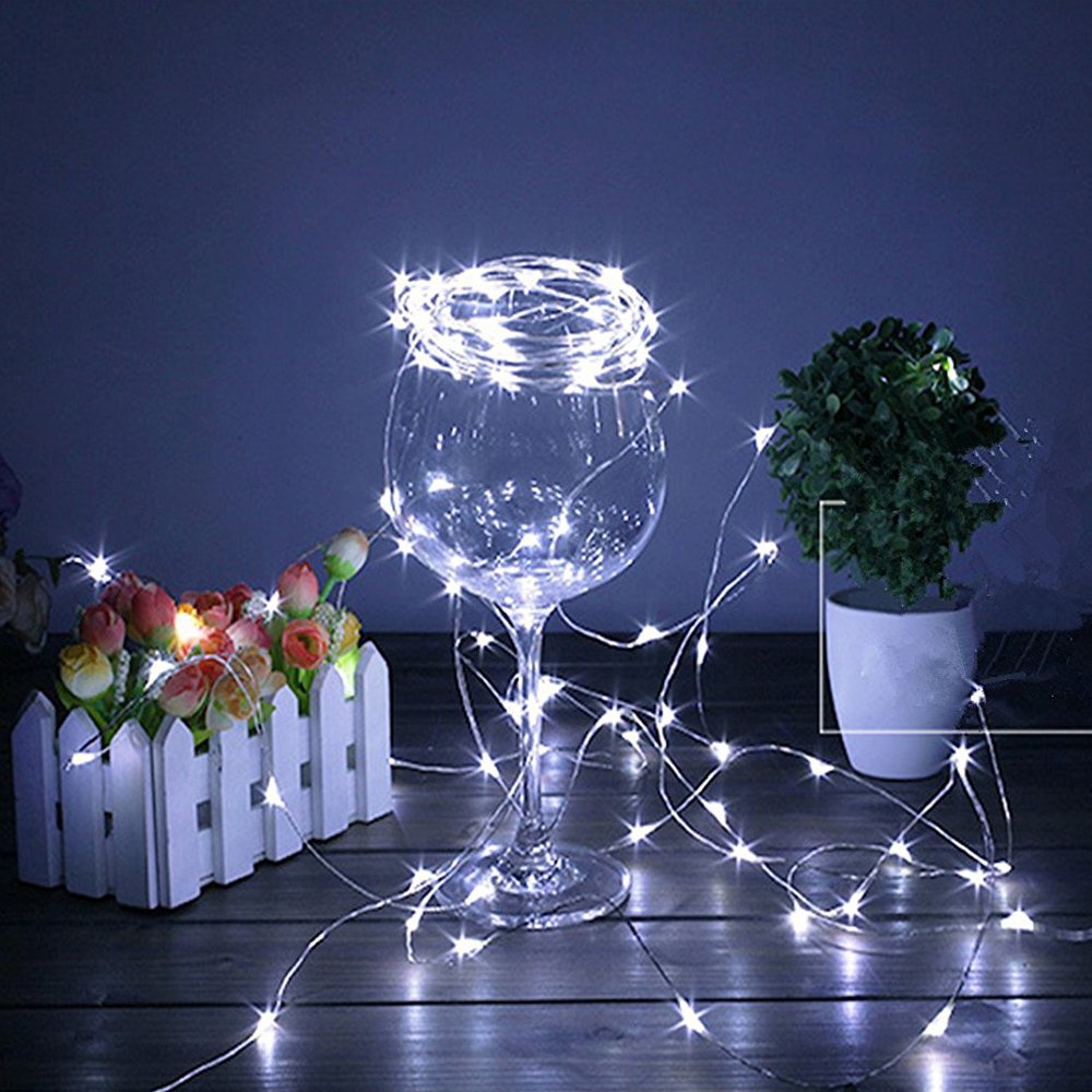 Battery Operated Fairy Lights - 33ft 100 LED Waterproof String Lights with Remote & Timer, 8 Lighting Modes, Silver Coated Copper Wire for Indoor/Outdoor Decor (Cool White) - Perfect for Bedroom, Wedding, Party, Garden and Christmas Decorations