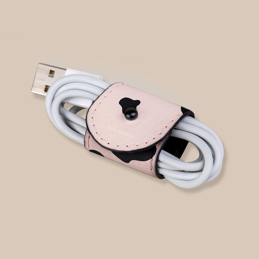 Eco-Friendly Pink Cow EcoWrap Cord - Sustainable Cable Organizer for Home & Office Use | Tangle-Free Cord Management Solution for Desks, Travel & DIY Projects