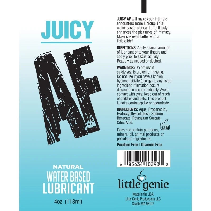 Af Lube Natural Personal Lubricant - 4 Oz Bottle | Water-Based, Hypoallergenic, Long-Lasting | Perfect for Sensitive Skin & Intimate Use