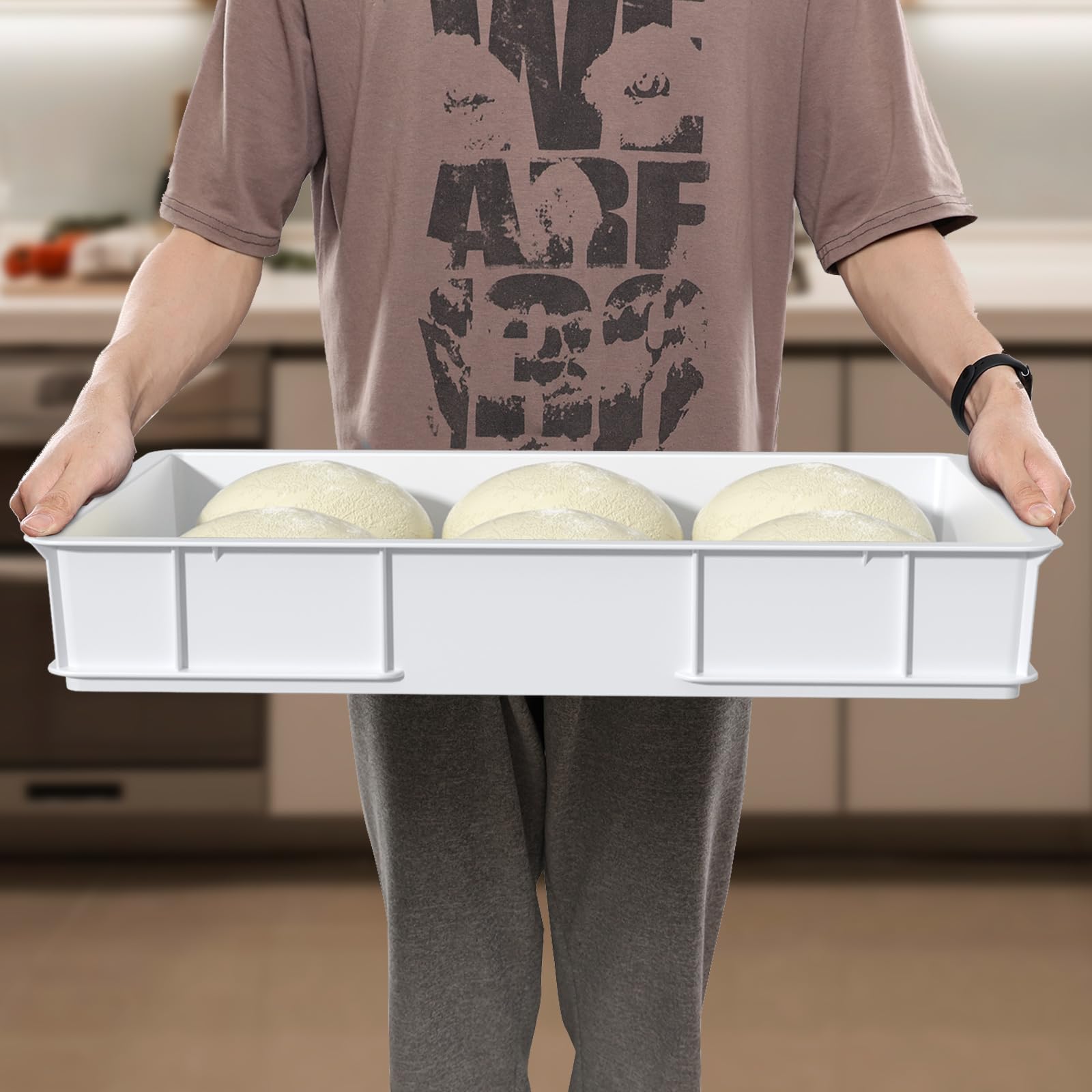 Commercial Stackable Pizza Dough Proofing Box - Large Dough Proofing Container Trays (Pack of 4) for Bakeries, Pizzerias & Home Baking | Perfect for Bulk Dough Rising & Storage