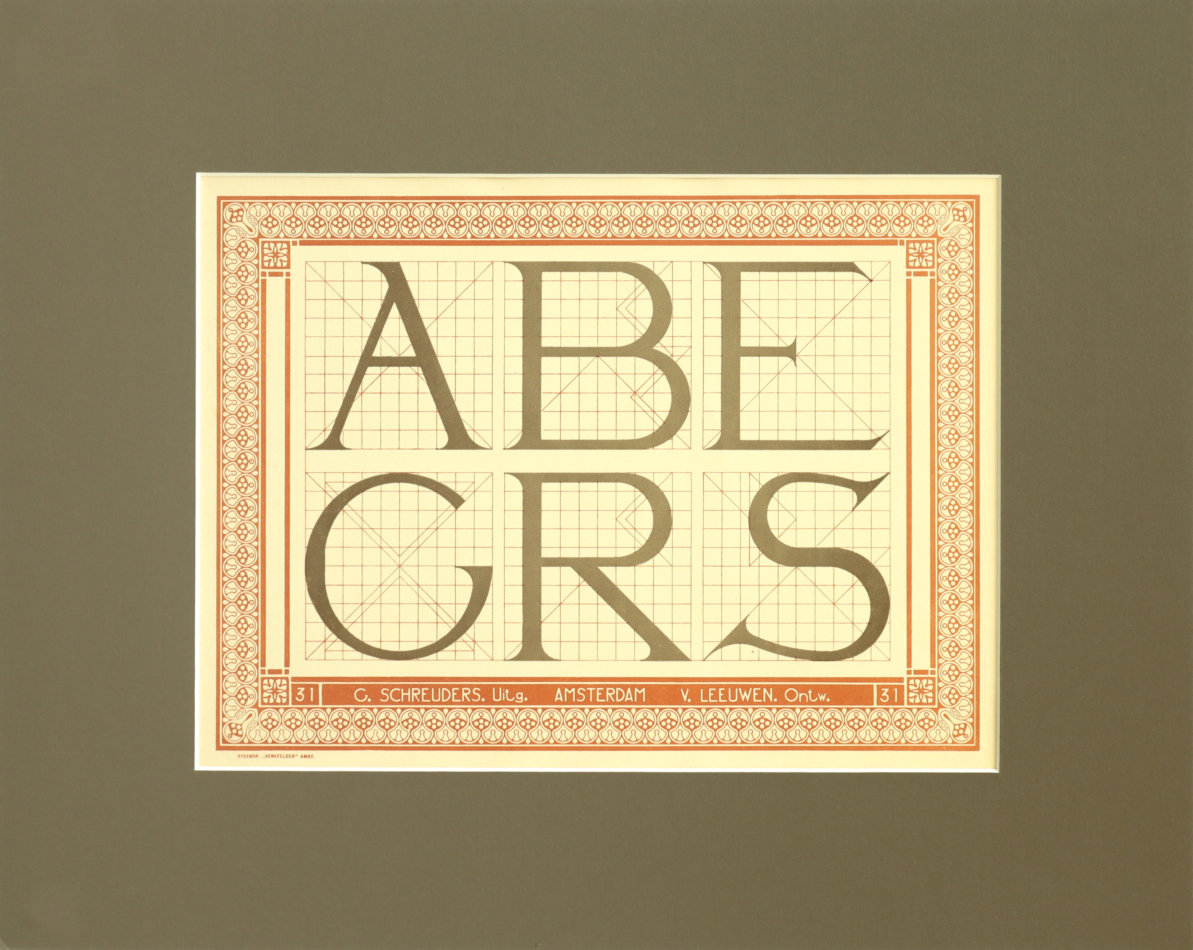 Vintage 1907 Dutch Letterpress Sheet - Antique Printed Document with Matting (ABE GRS) - Perfect for Home Decor, Framing & Historical Collections