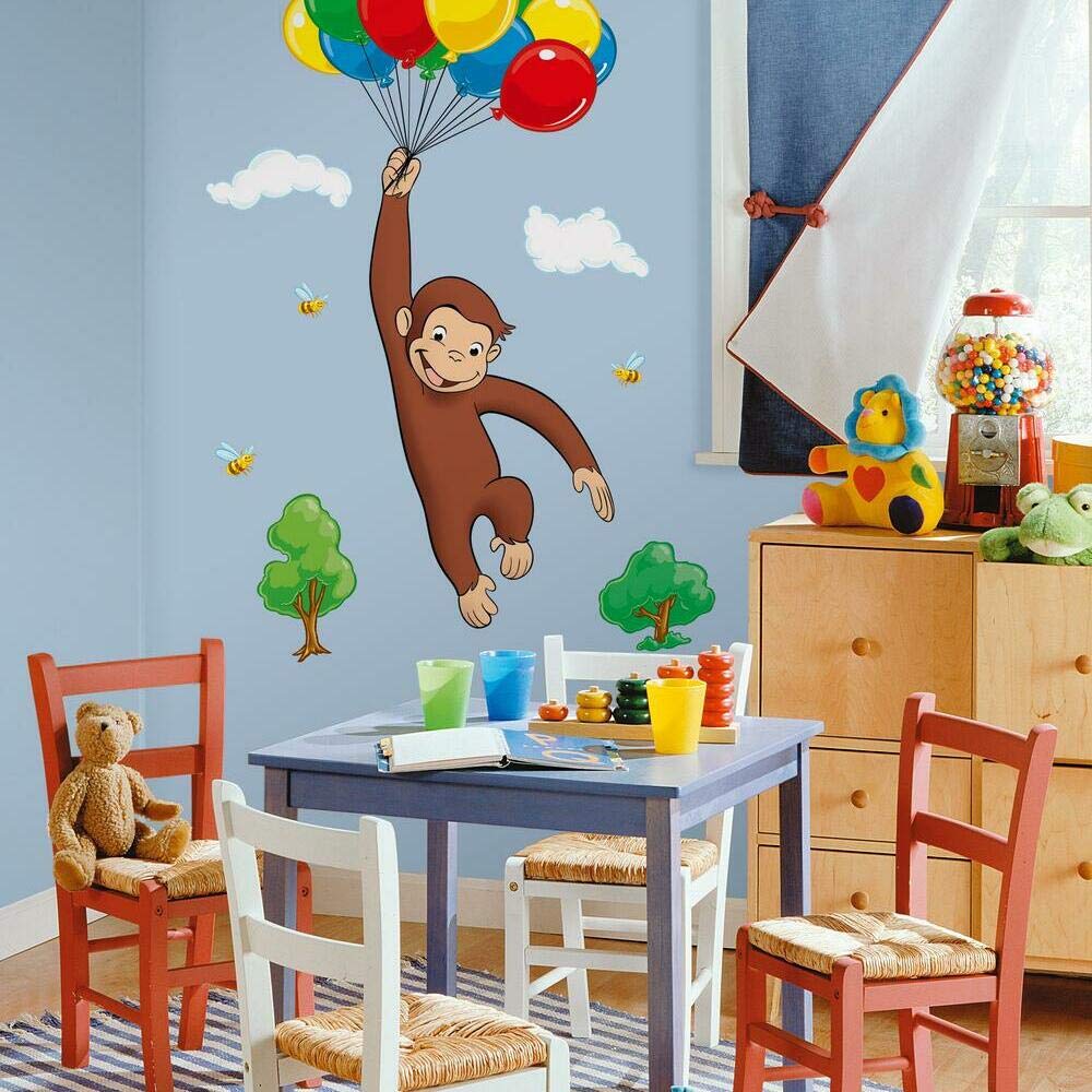 Curious George Peel and Stick Giant Wall Decal by RoomMates - RMK1082GM - Removable Wall Sticker for Kids' Bedroom, Nursery, Playroom & Classroom Decor