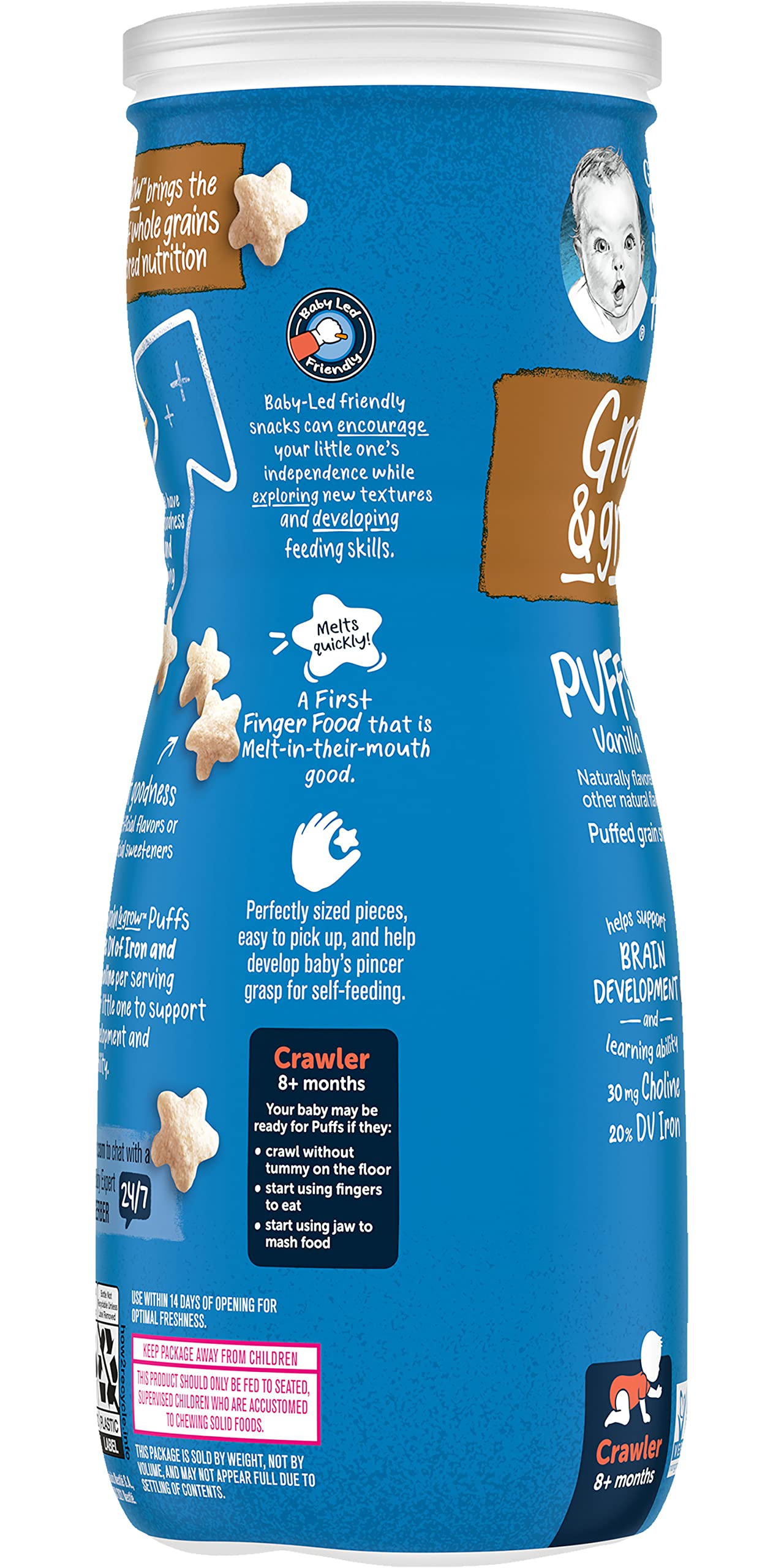 Gerber Baby Snacks Puffs - Vanilla Flavor - 6 Pack - Healthy Organic Baby Food for Toddlers - Perfect for On-the-Go, Snack Time & Travel