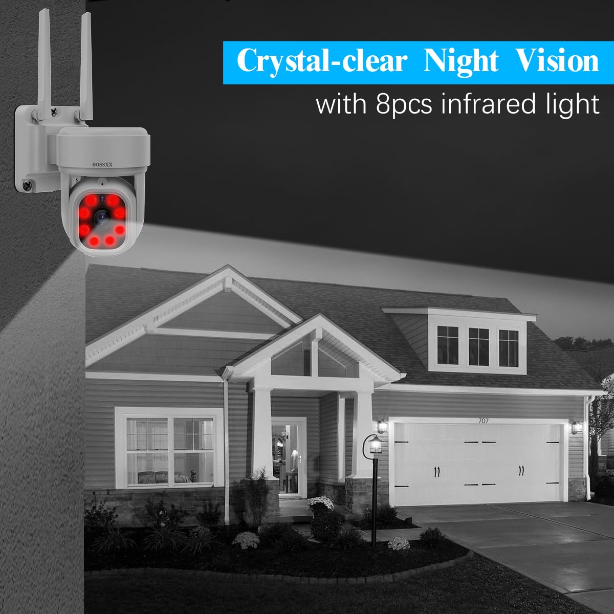 OOSSXX 5MP WiFi PTZ Outdoor Security Camera System with Auto-Tracking & 2-Way Audio, 10 Channel NVR Surveillance DVR Set - Wireless Pan-Tilt-Zoom Cameras for Home & Business Security Monitoring