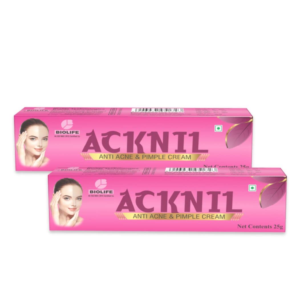 Biolife Acknil Ayurvedic Anti-Scar & Pimple Removal Cream - Dermatologist Tested Acne Treatment with Turmeric, Aloe Vera & Manjistha - For Men & Women, All Skin Types (50g) - Fights Acne & Reduces Scars for Clear, Healthy Skin - Perfect for Daily Skincare Routine & Post-Acne Care
