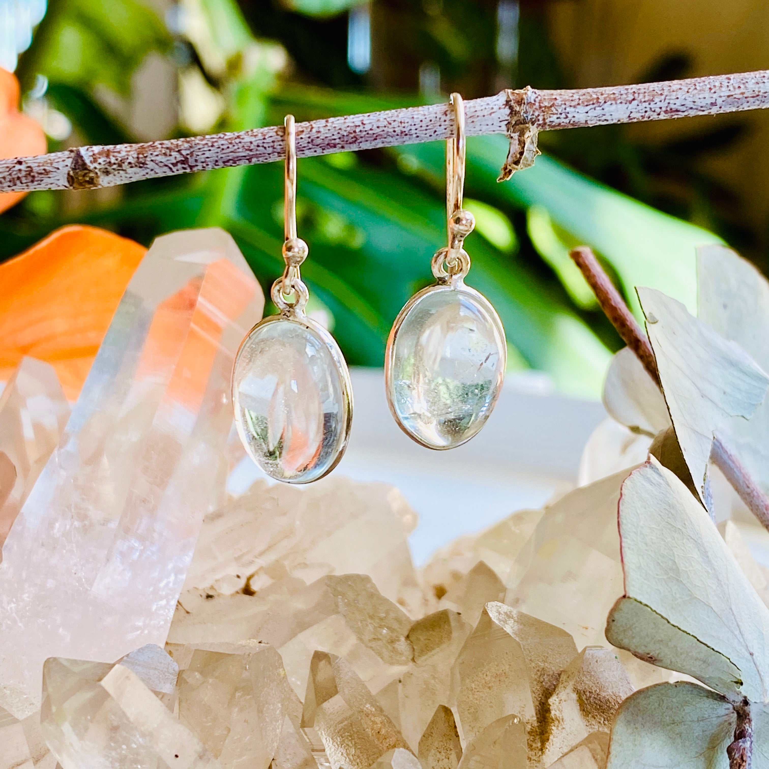 Natural Topaz Oval Cabochon Earrings for Women - Elegant Gemstone Jewelry for Daily Wear & Special Occasions