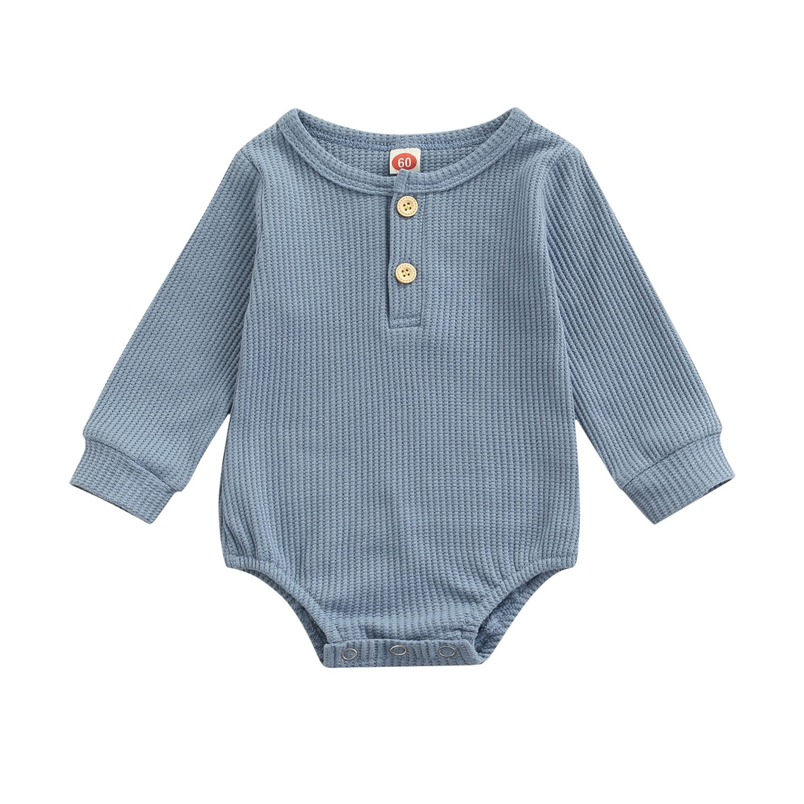 FIOMVA Newborn Baby Clothes - Fall Winter Long Sleeve Waffle Ribbed Romper Bodysuit for Girls & Boys | Soft Cotton Infant Jumpsuit for Playdates, Photo Shoots & Everyday Wear