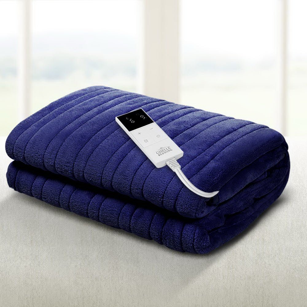 CozyHeats Electric Heated Throw Blanket - Ultra Soft Navy Blue Flannel for Winter Warmth | Perfect for Couches, Beds & Home Office Use