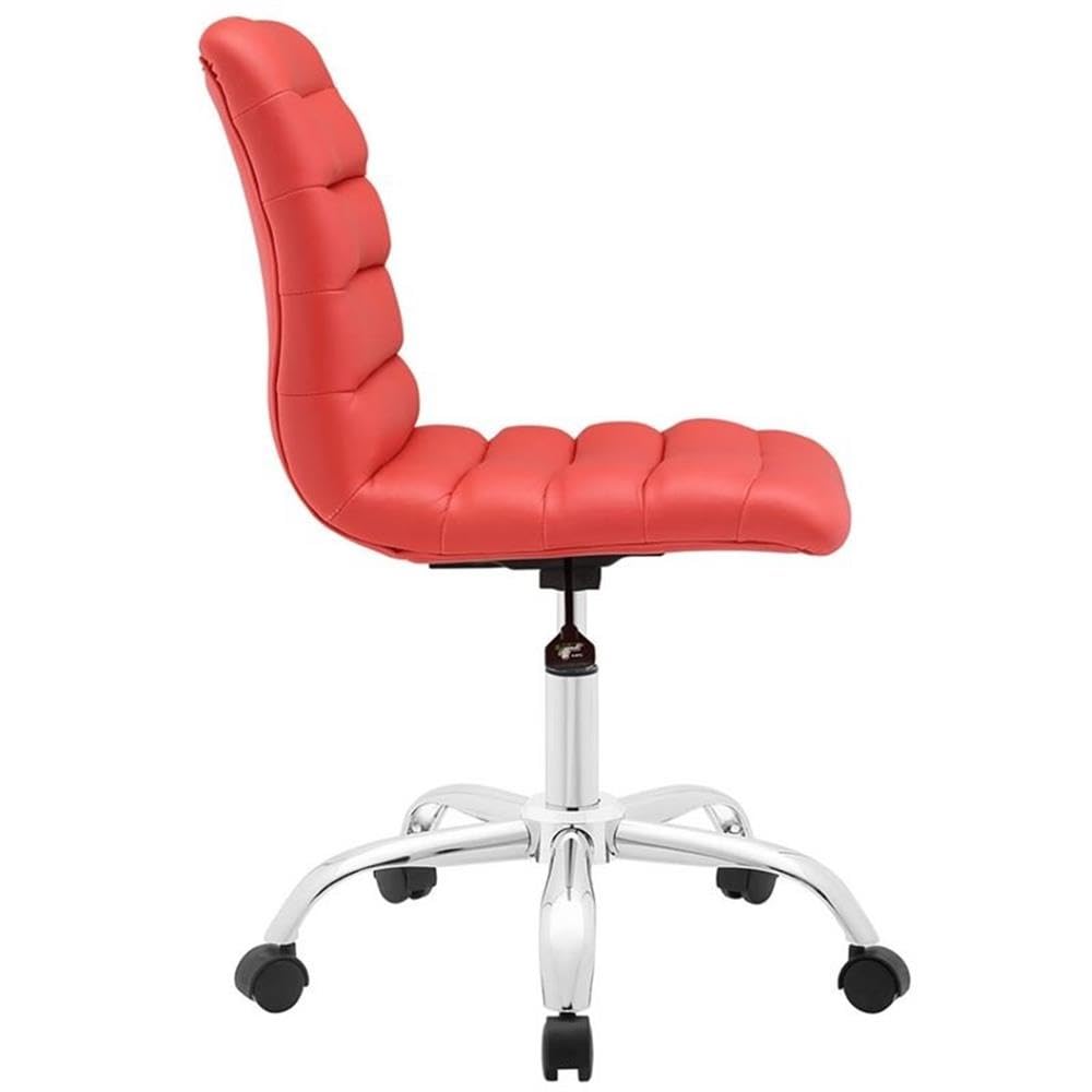 Hawthorne Collections Mid Back Armless Swivel Office Chair - Ergonomic Red Desk Chair for Home & Office Workspace - Perfect for Small Spaces, Conference Rooms & Study Areas