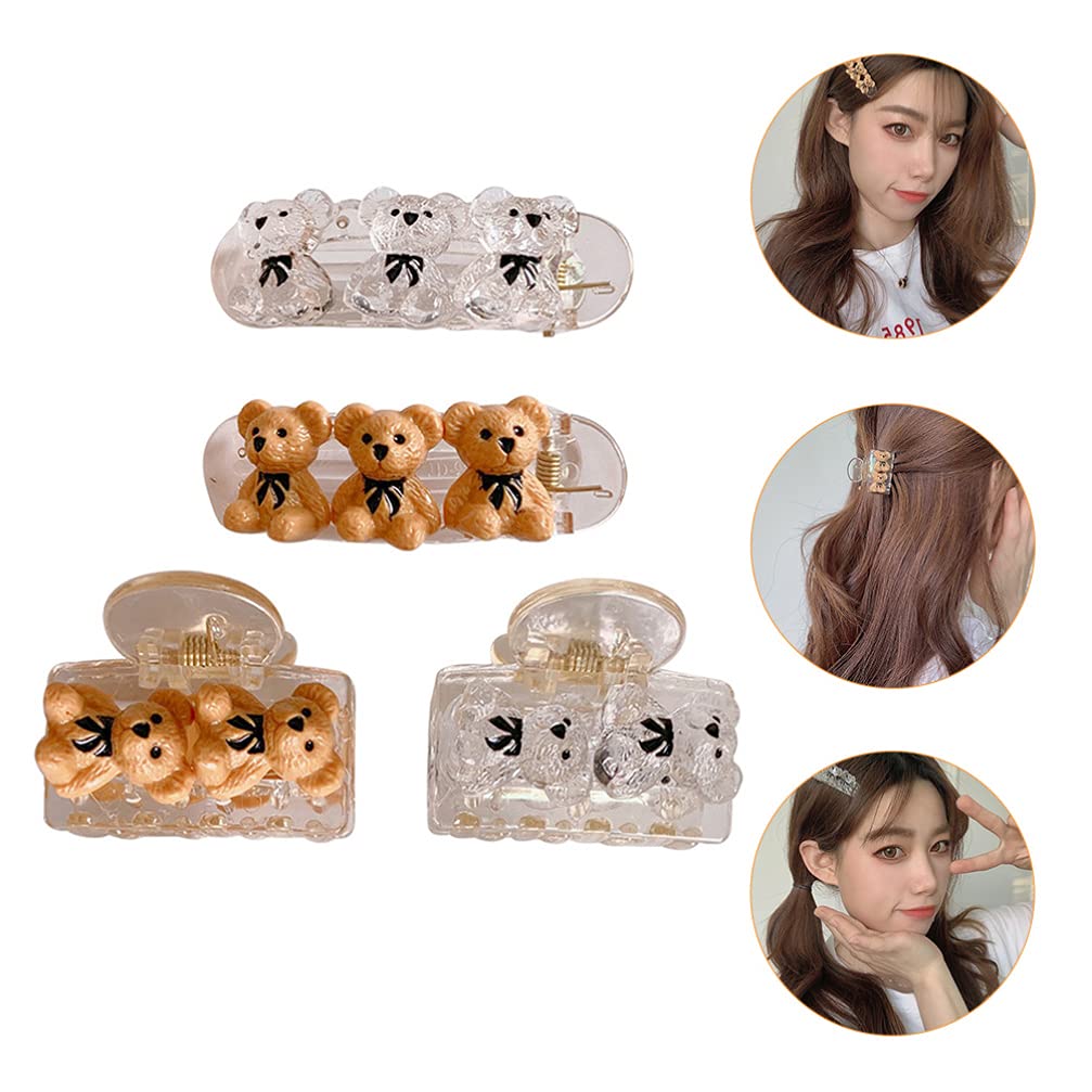 4Pcs Cute Non-Slip Hair Claw Clips for Women & Girls - Strong Hold Ponytail Barrette Hair Clamps - Perfect for School, Work, Gym and Daily Hair Styling