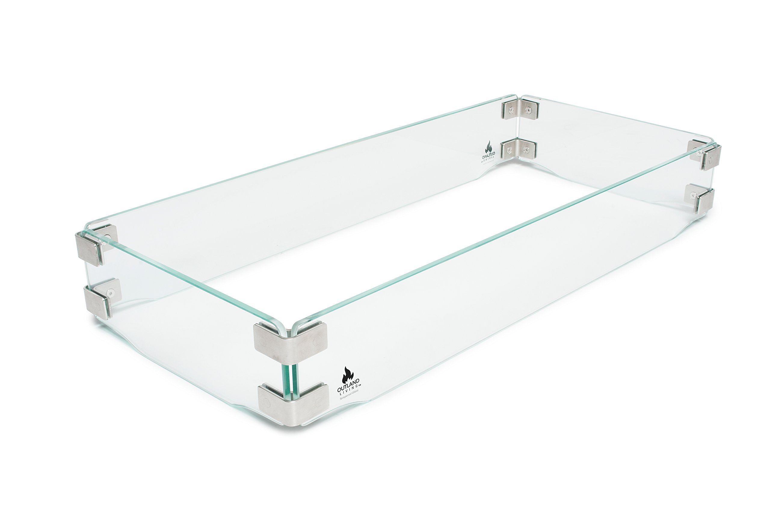Outland Fire Table Tempered Glass Wind Guard Fence for Outdoor Propane Fire Pit Tables - 29x13x4.5 Inch Rectangular Safety Barrier with 5/16-Inch Thick Clear Glass - Perfect for Patio, Backyard, Deck and Camping Use