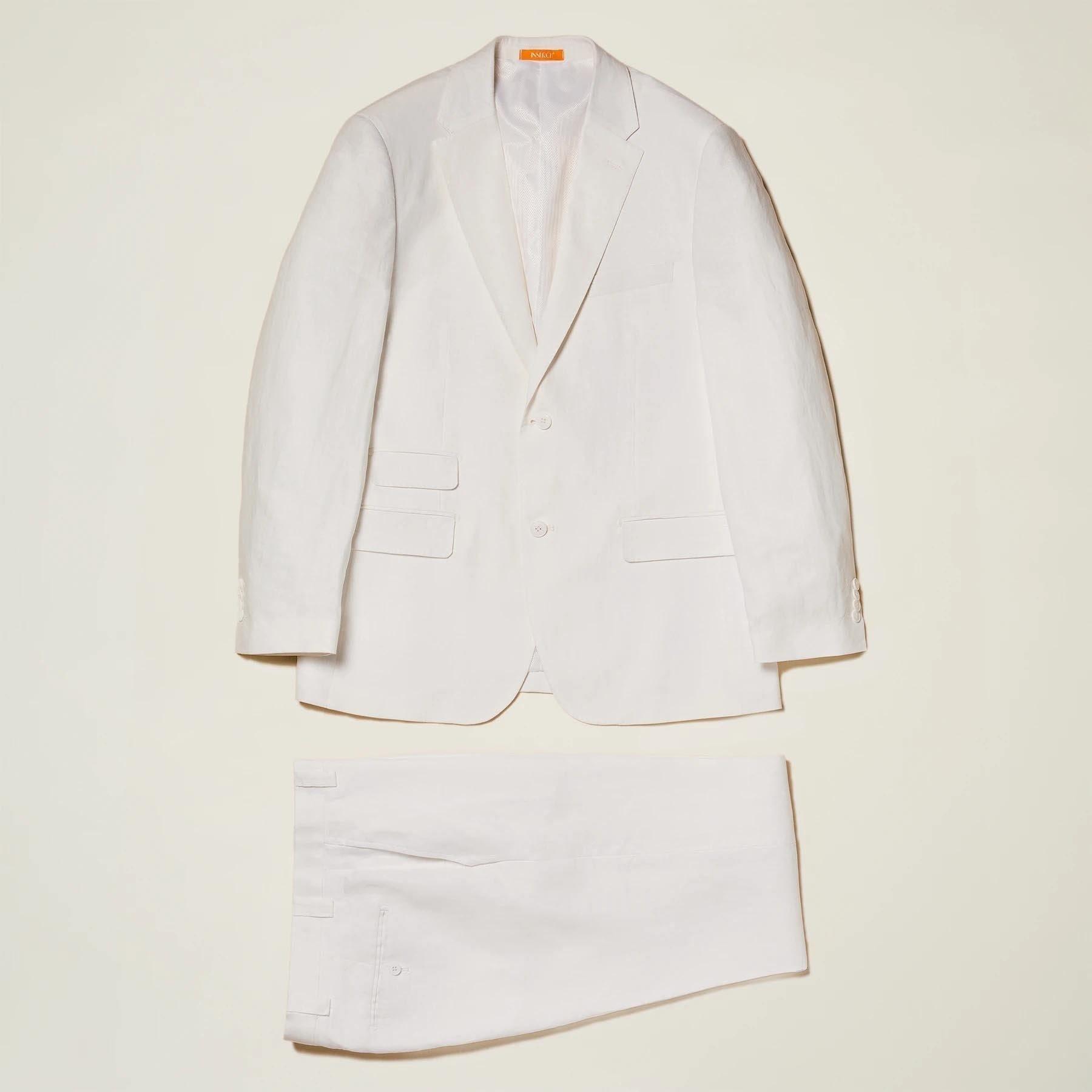 Premium White Linen 2-Piece Suit Set for Men - Breathable & Lightweight Summer Business Attire - Perfect for Weddings, Office, and Formal Events