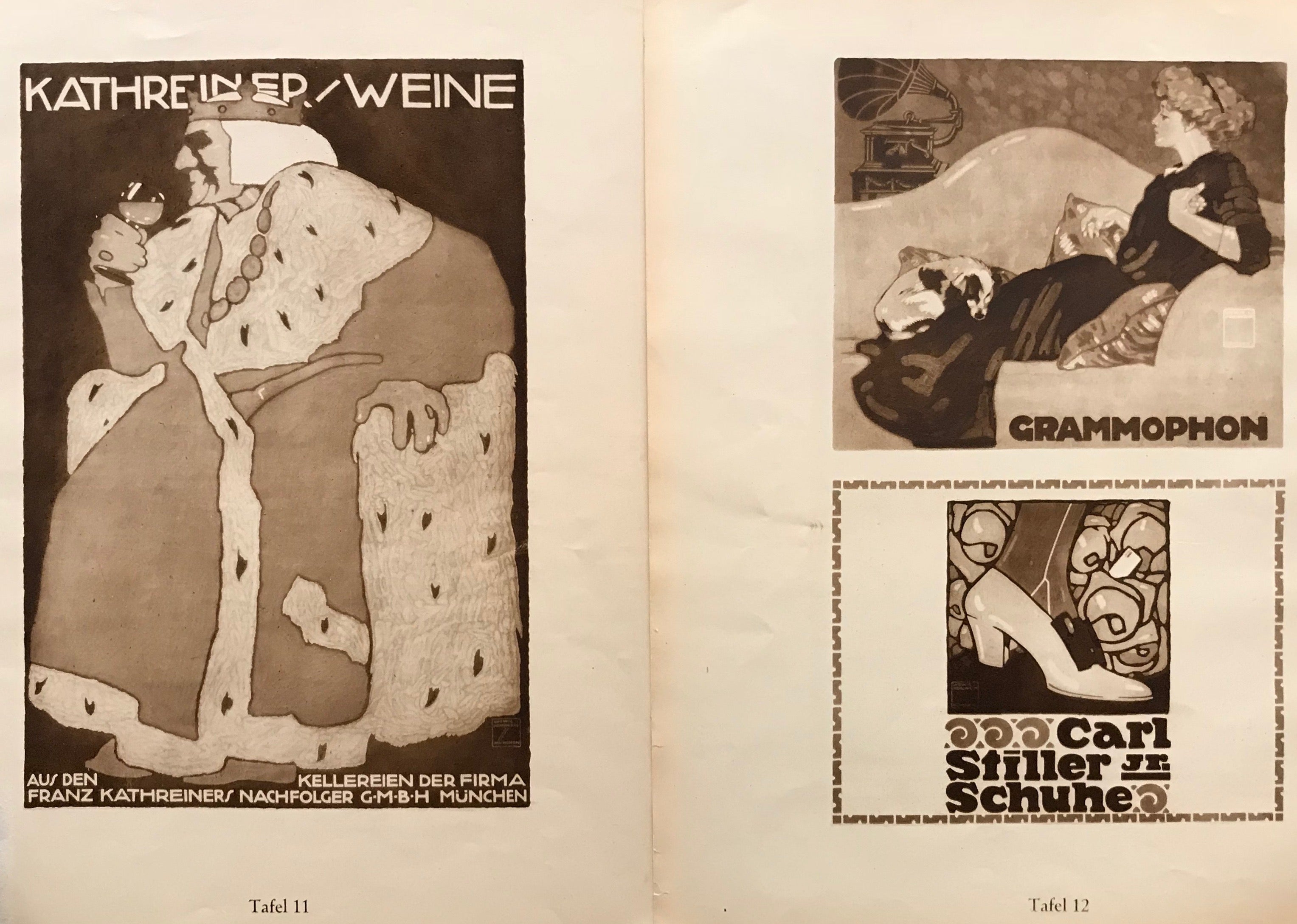 1926 Original German Double Sided Art Deco Poster - Grammophon & Carl Still Jr. Shoes + Kathreiner Wines | Vintage Home Decor, Jazz Age Wall Art, Retro Advertising Collectible for Music & Wine Lovers