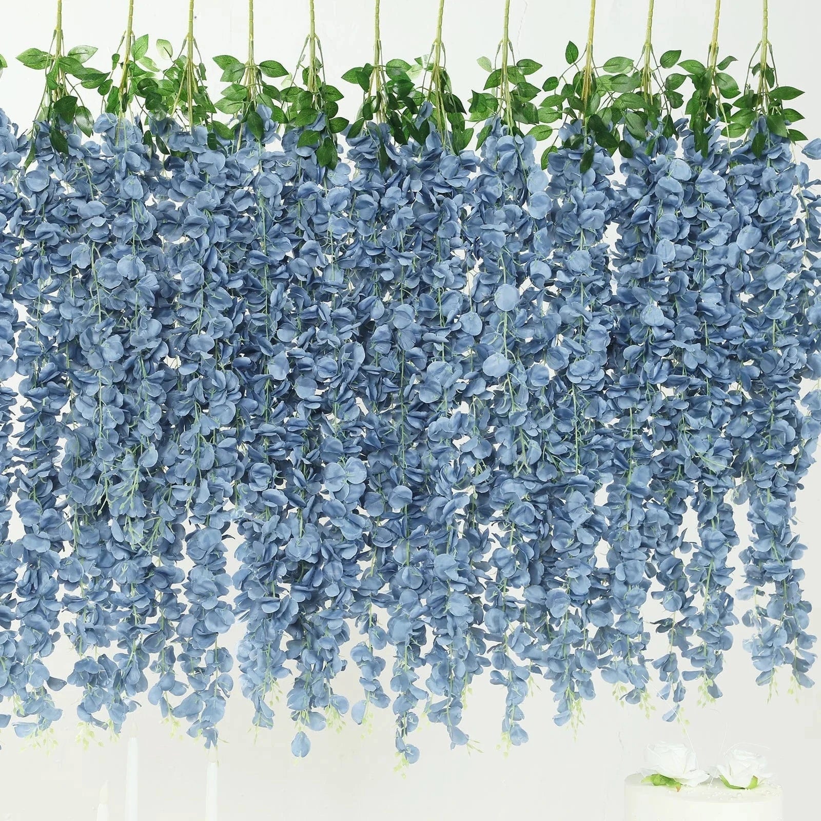 42 Inch Tall Artificial Silk Wisteria Hanging Vine Bush - Purple Faux Flowers for Home Decor, Wedding Centerpieces, Garden & Outdoor Party Decorations
