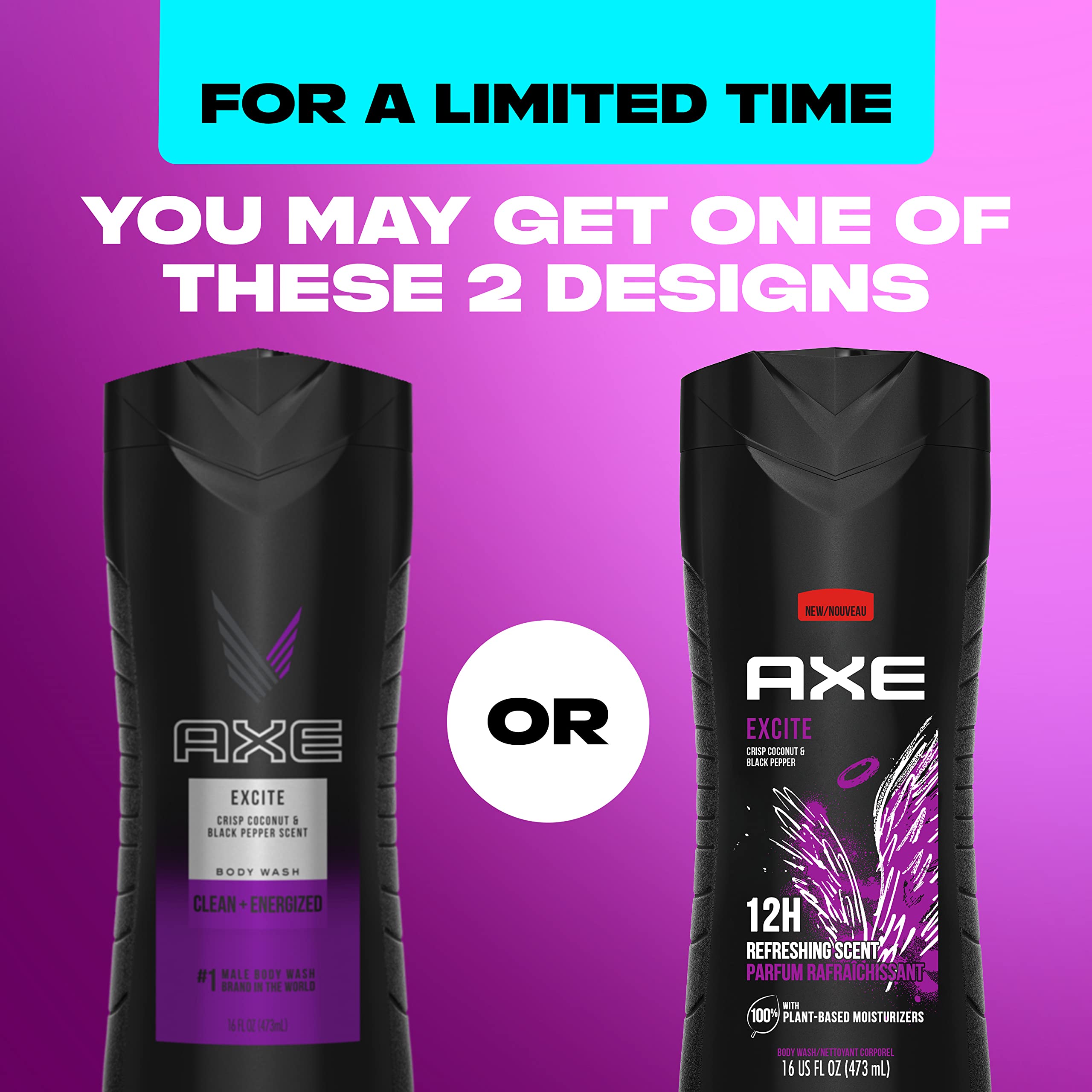 AXE Body Wash for Men - 12h Long-Lasting Refreshing Scent with Crisp Coconut & Black Pepper | 100% Plant-Based Moisturizers | 16 oz | Perfect for Gym, Work & Daily Shower Routine