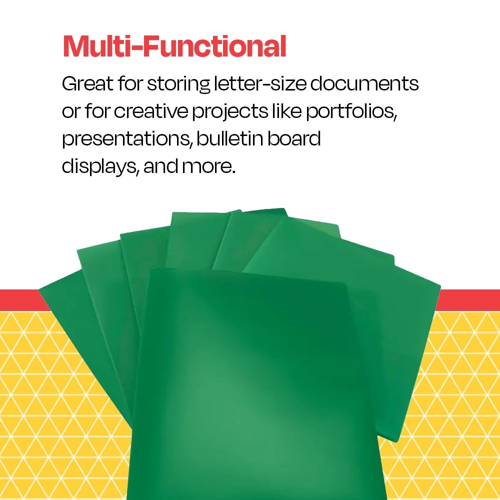 School Smart 2-Pocket Poly Folders, Green, Pack of 25 - Durable Plastic Folders for Classroom Organization, Homework, and Document Storage