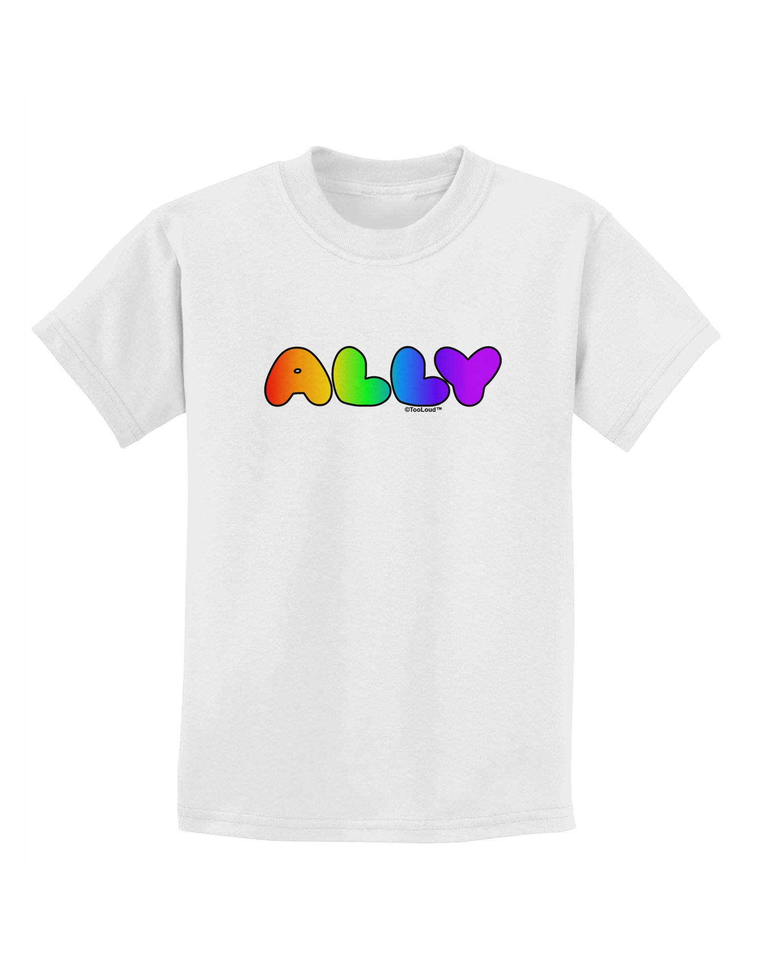 LGBT Ally Rainbow Text Kids T-Shirt - Pride Support Tee for Children | School, Pride Events & Family Outings