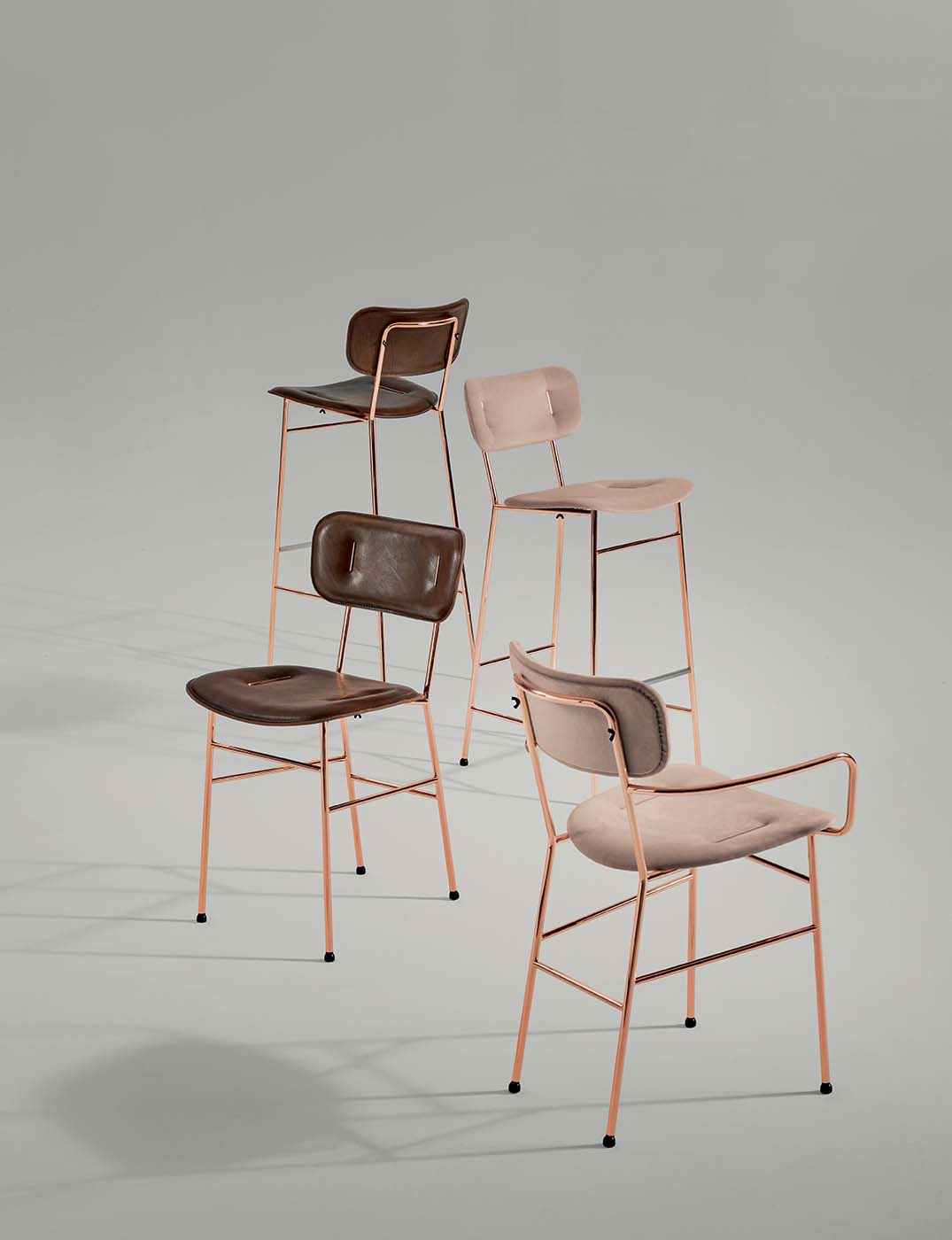Midj Piuma M CU Stool - Modern Adjustable Bar Stool for Kitchen, Dining Room & Home Office - Ergonomic Comfort & Stylish Design